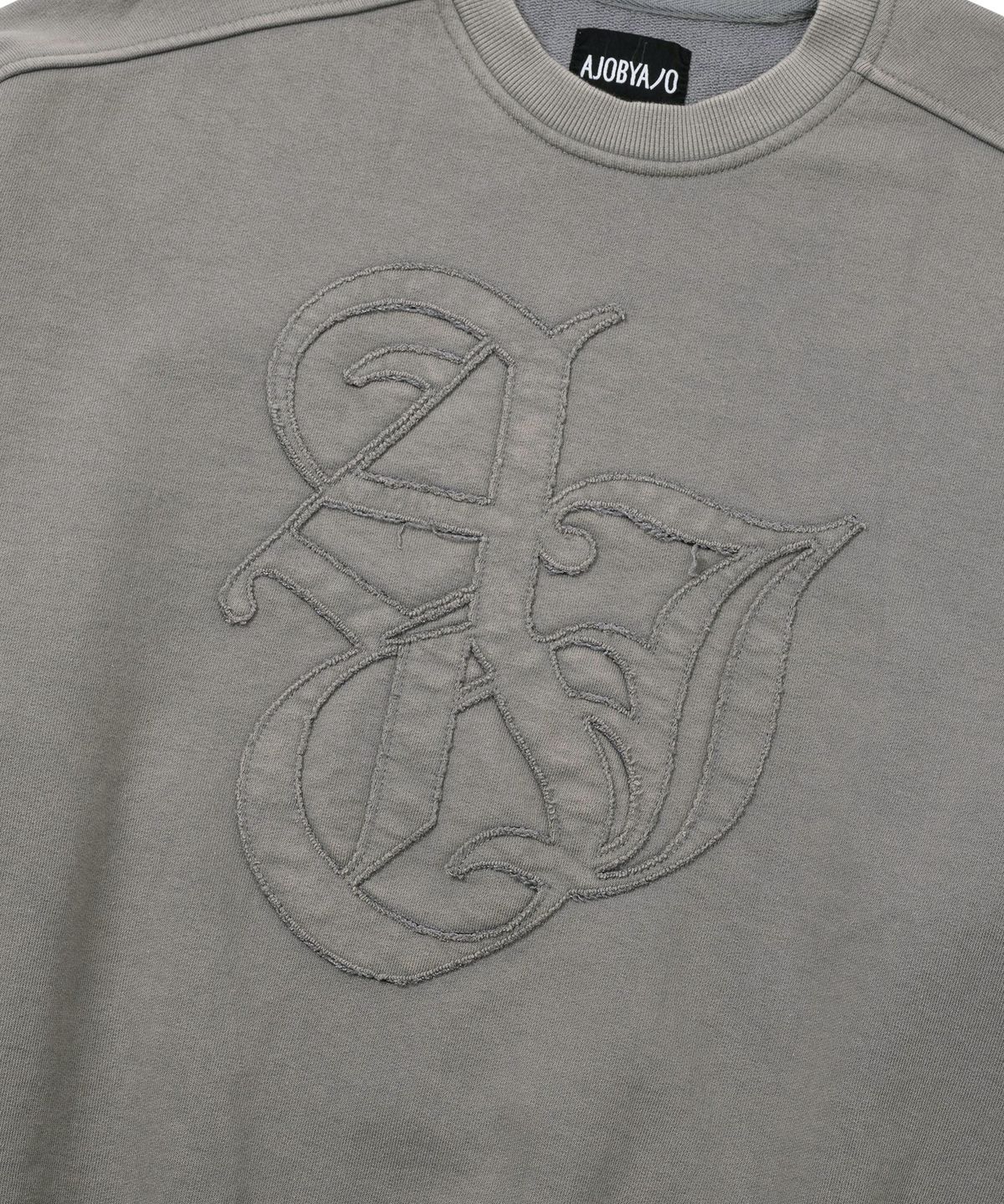 아조바이아조(AJOBYAJO) Sporty Logo Applique Washed Sweatshirt [GREY]