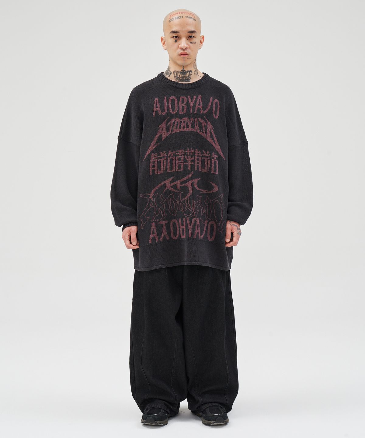 아조바이아조(AJOBYAJO) Total Logo High-Twist Yarn Sweater [CHARCOAL]