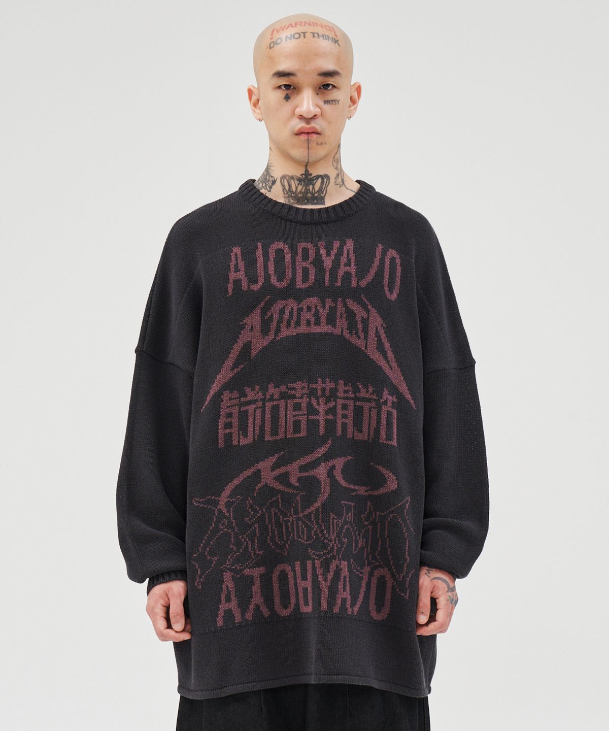 아조바이아조(AJOBYAJO) Total Logo High-Twist Yarn Sweater [CHARCOAL]