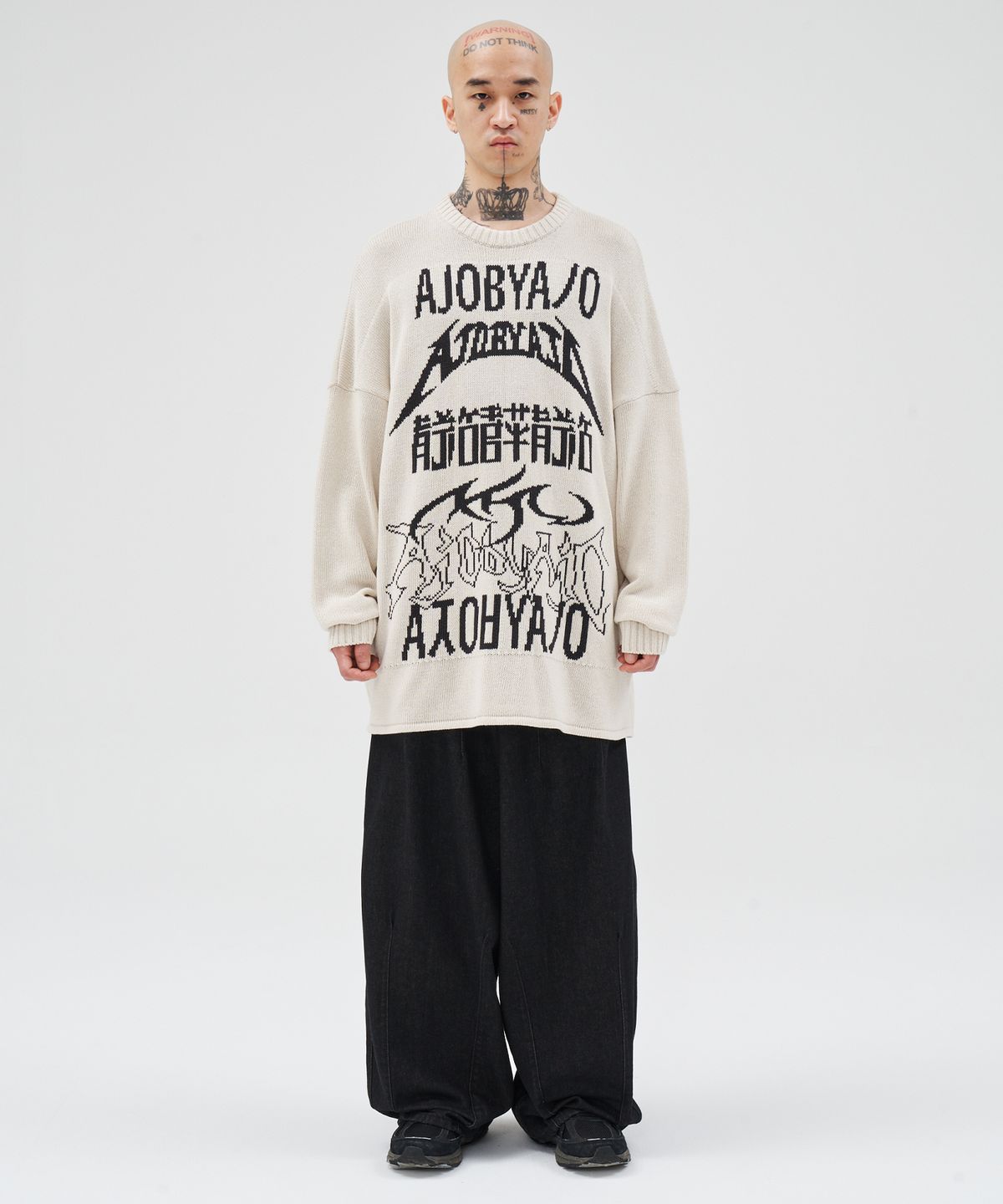 아조바이아조(AJOBYAJO) Total Logo High-Twist Yarn Sweater [IVORY]