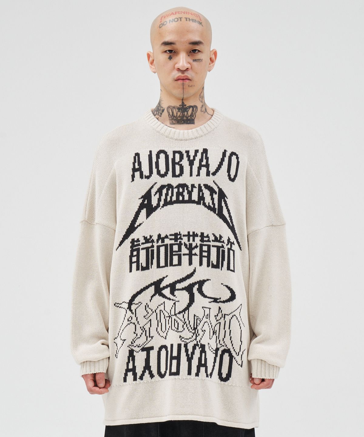 아조바이아조(AJOBYAJO) Total Logo High-Twist Yarn Sweater [IVORY]