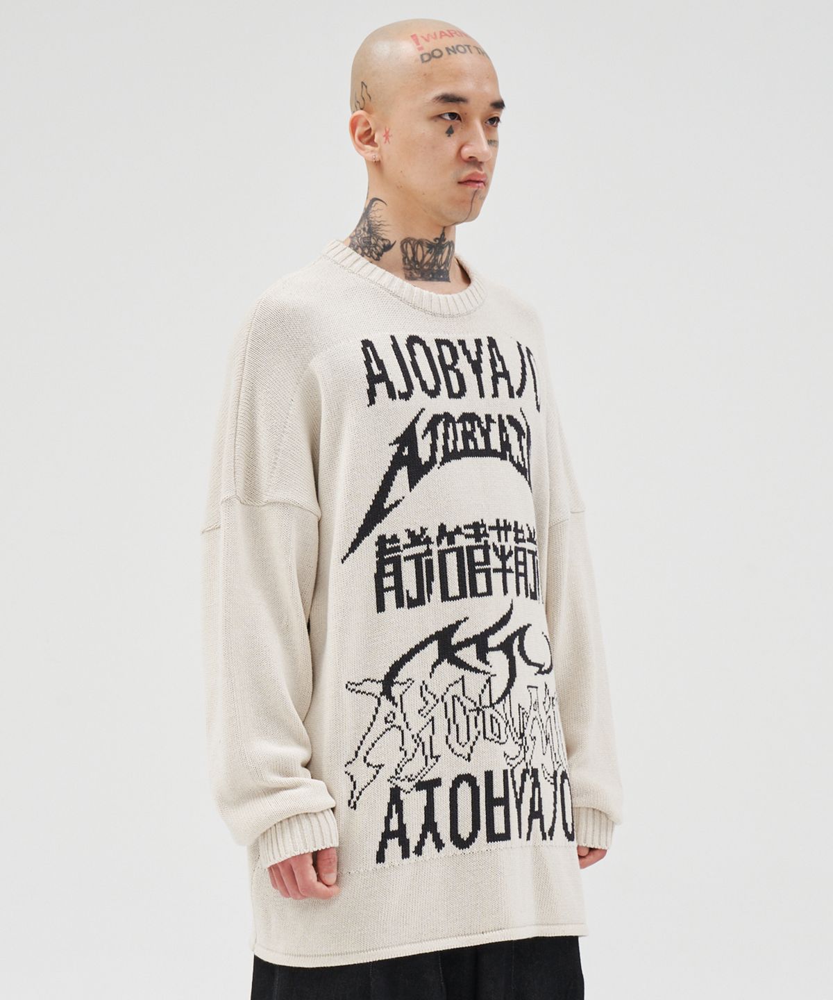 아조바이아조(AJOBYAJO) Total Logo High-Twist Yarn Sweater [IVORY]