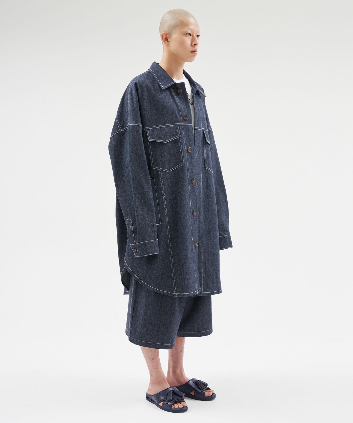 아조바이아조(AJOBYAJO) Recycled Denim Oversized Shirt Jacket [NAVY]