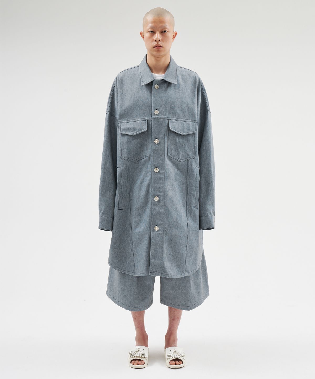 아조바이아조(AJOBYAJO) Recycled Denim Oversized Shirt Jacket [SKY BLUE]
