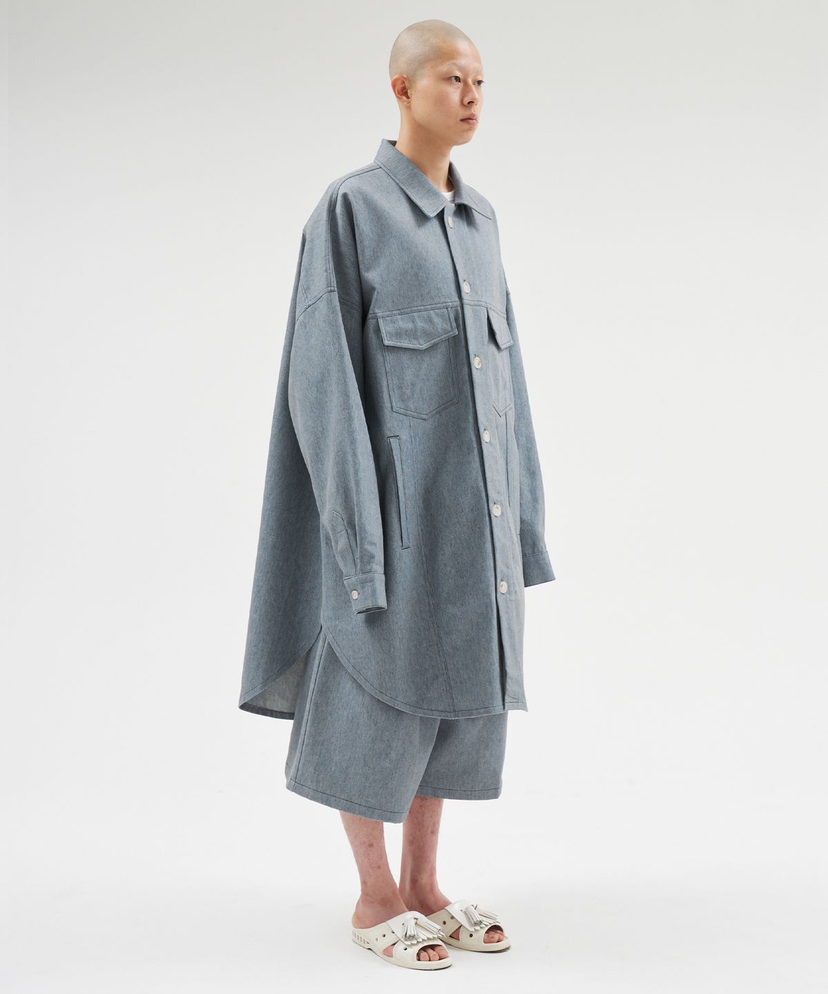 아조바이아조(AJOBYAJO) Recycled Denim Oversized Shirt Jacket [SKY BLUE]