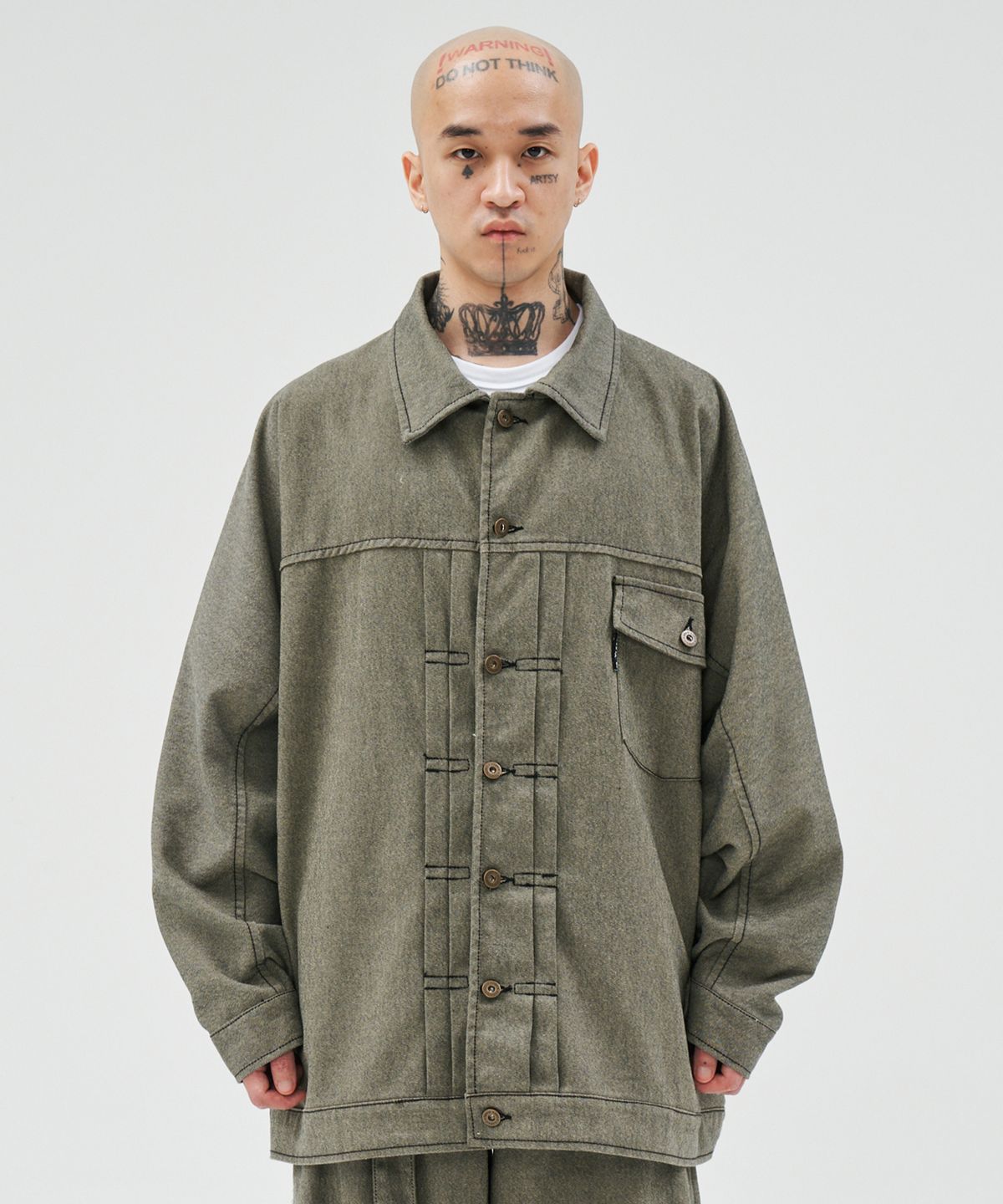 아조바이아조(AJOBYAJO) Batwing Two-Tone Twill Jacket [KHAKI]