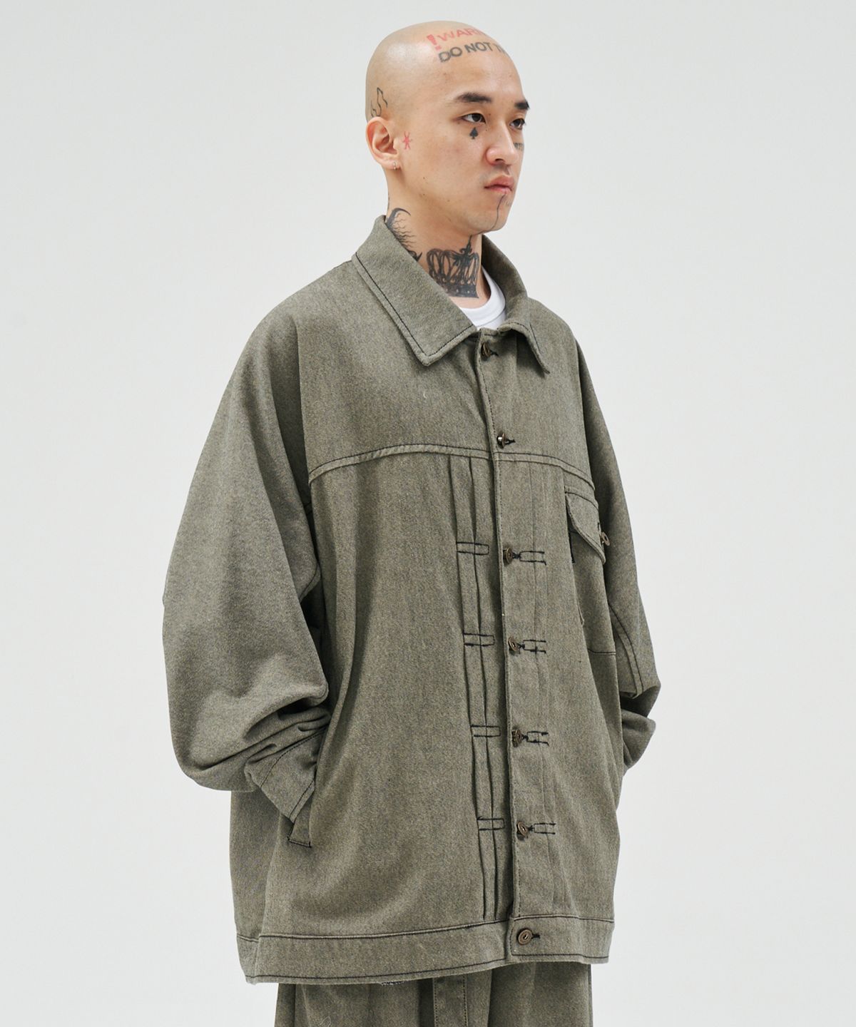 아조바이아조(AJOBYAJO) Batwing Two-Tone Twill Jacket [KHAKI]