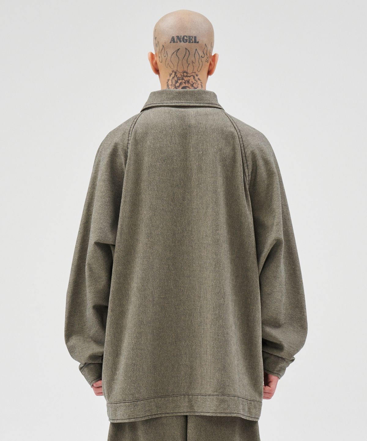 아조바이아조(AJOBYAJO) Batwing Two-Tone Twill Jacket [KHAKI]