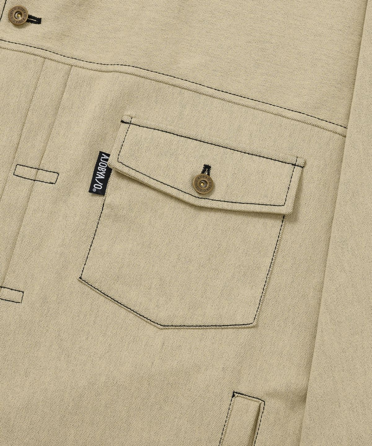 아조바이아조(AJOBYAJO) Batwing Two-Tone Twill Jacket [BEIGE]
