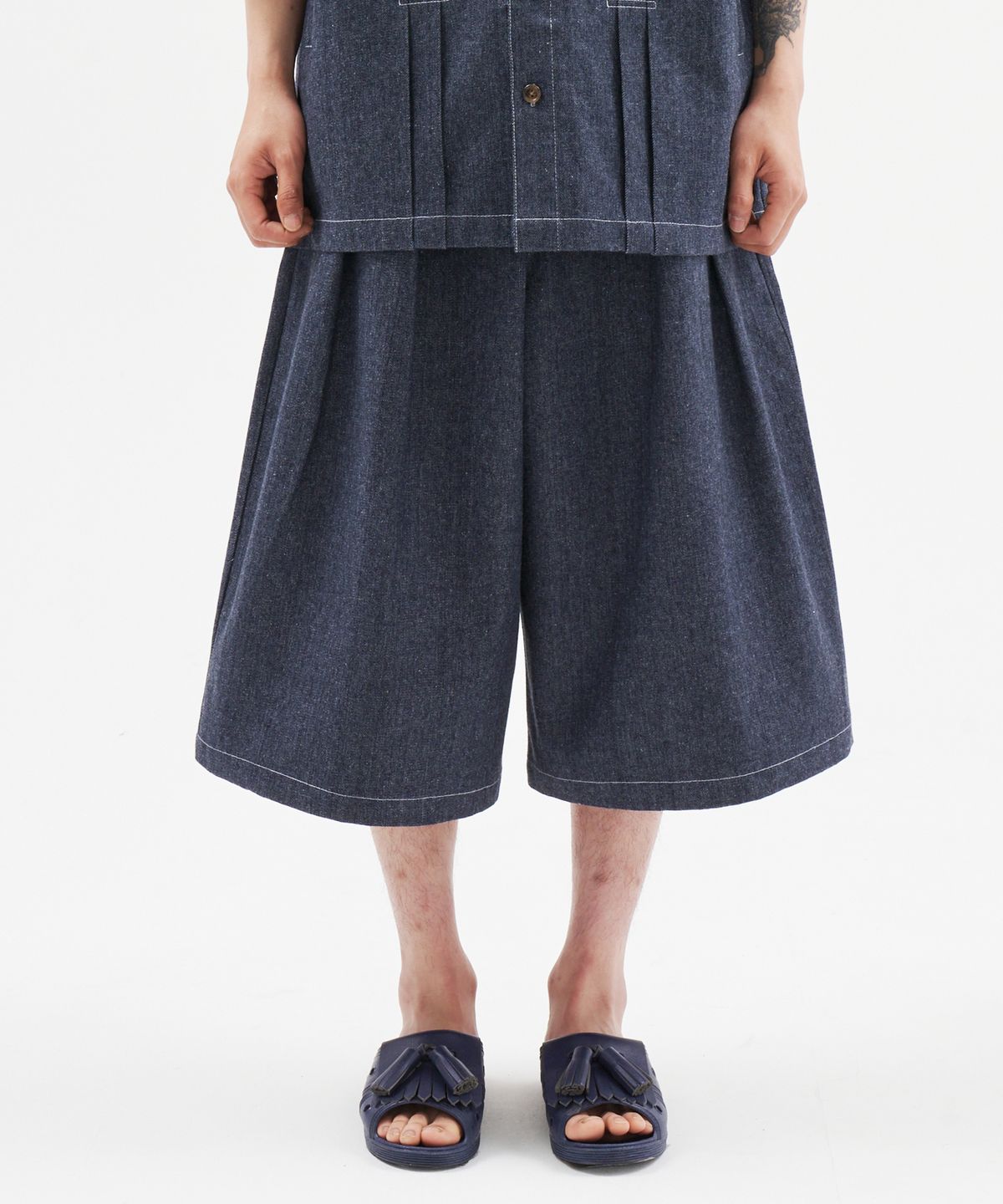 아조바이아조(AJOBYAJO) Recycled Denim Bermuda Pants [NAVY]