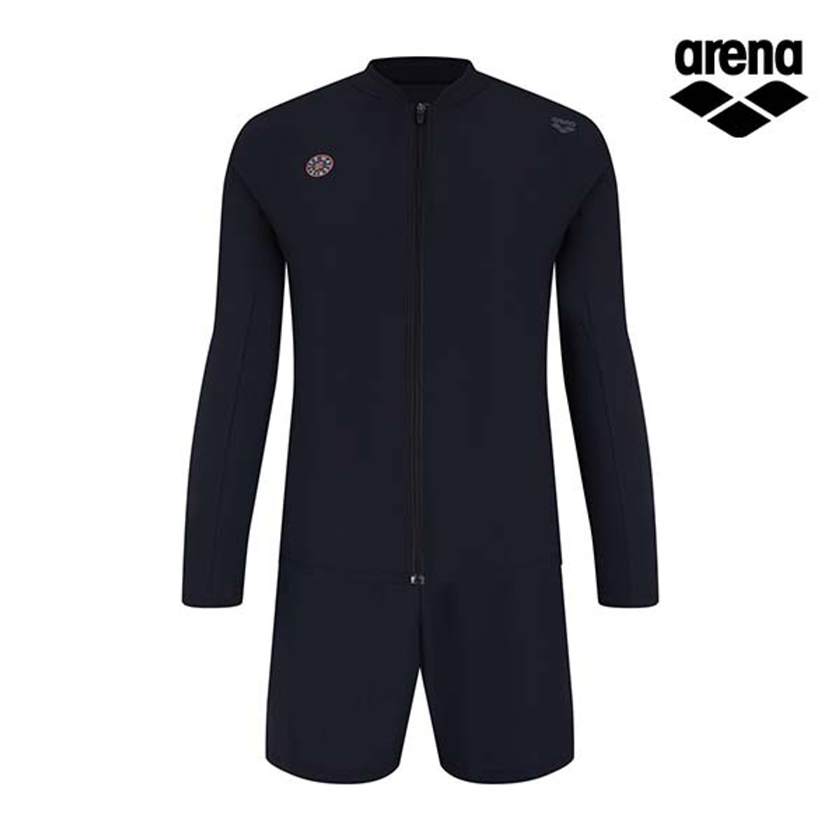 아레나(ARENA) 플레인 레저 집업 래쉬가드 세트 A4BM1PC72BLK