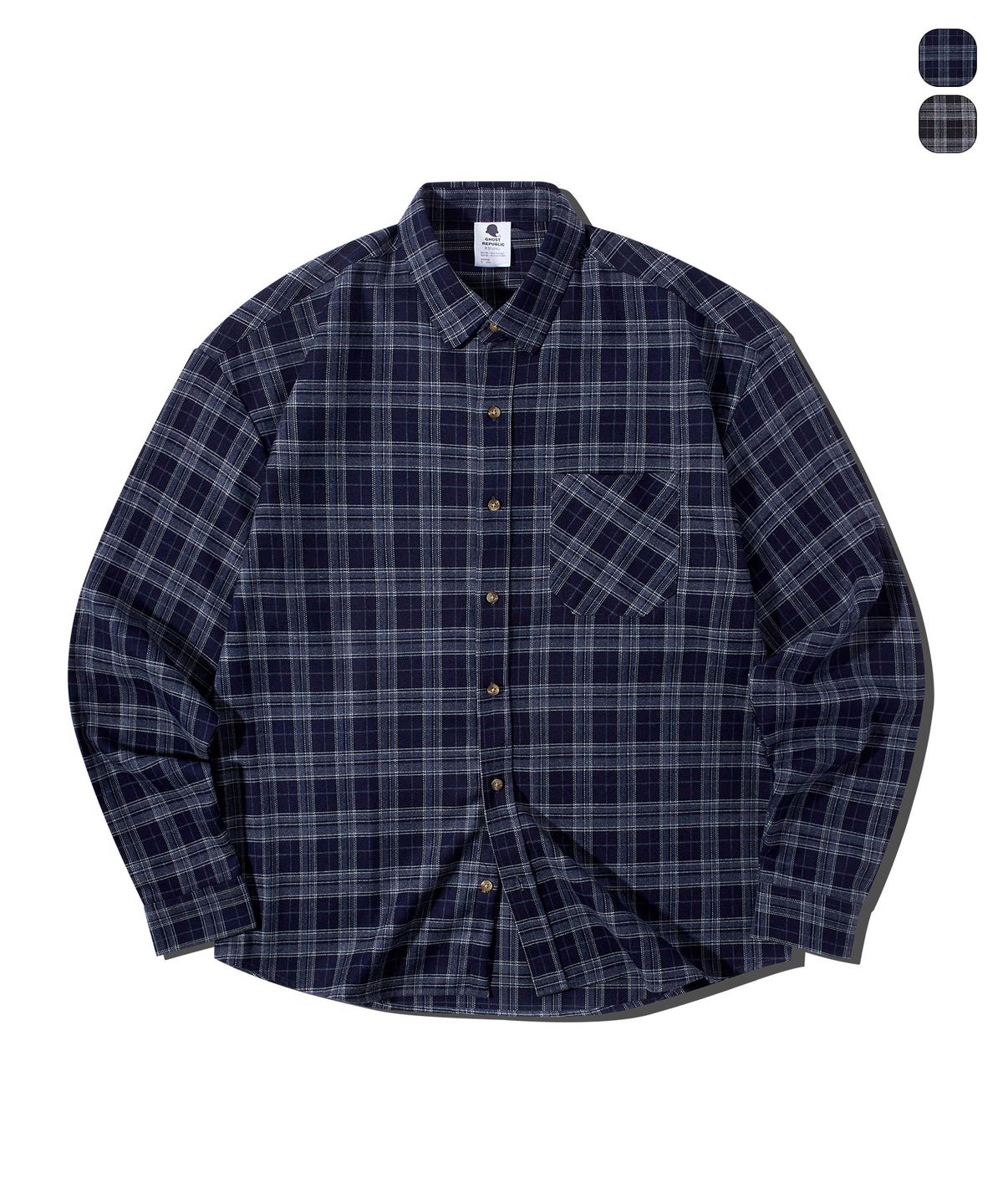고스트리퍼블릭(GHOST REPUBLIC) OMBRE 체크 오버핏 긴팔셔츠 2Color GLS-704