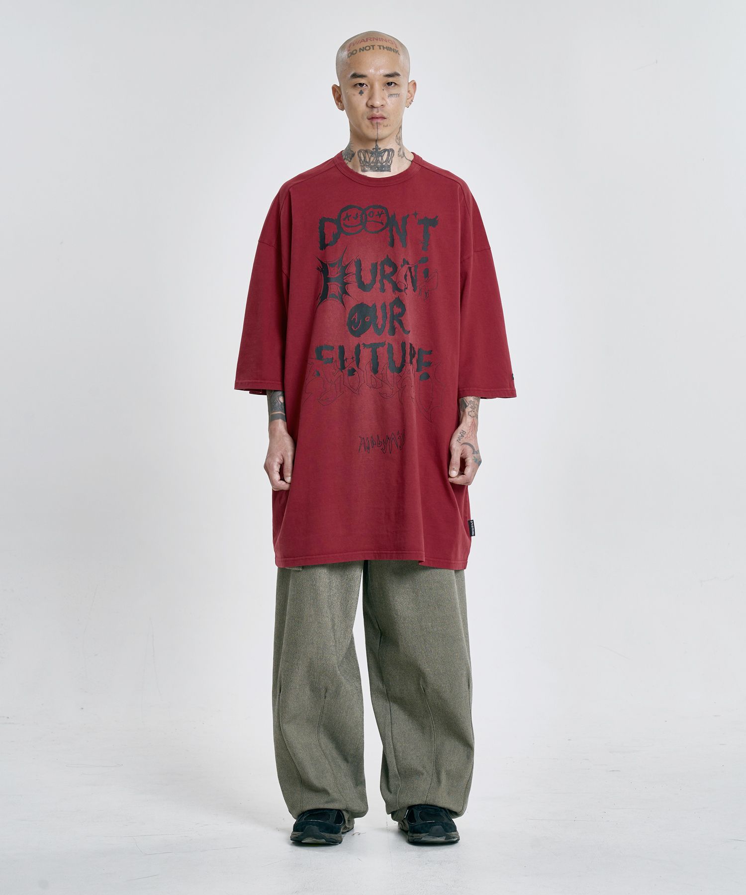 MUSINSA | AJOBYAJO [PBA] DBOF Collage T-Shirt [BURGUNDY]