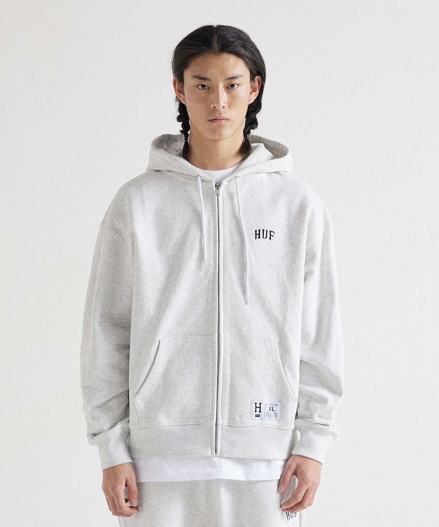 MUSINSA公式 | HUF HUF ARCH LOGO HOODIE ZIP UP [MELANGE GREY]