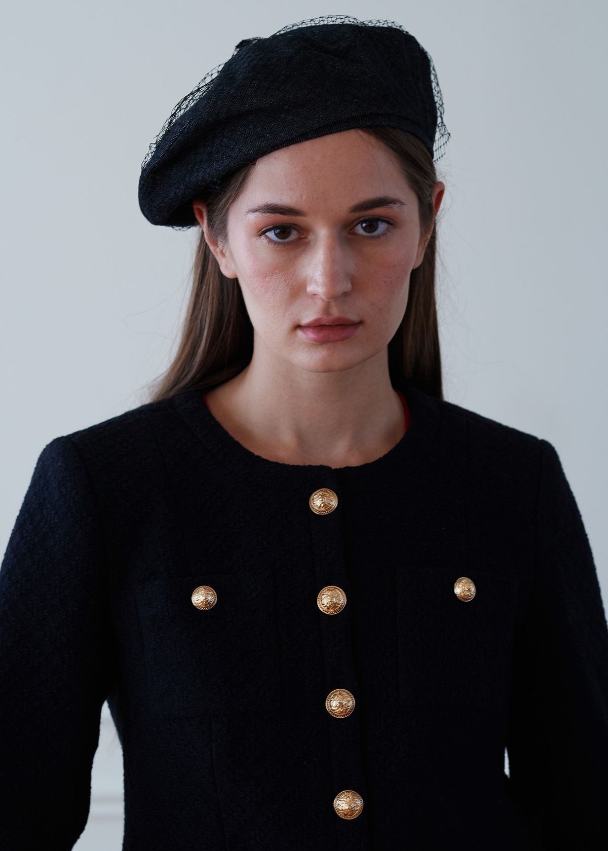 러브액츄얼리(LOVE ACTUALLY) Flower Haute Couture Denim Veiled Beret 꽃 오뜨꾸띄르 데님 베일베레모, 검정