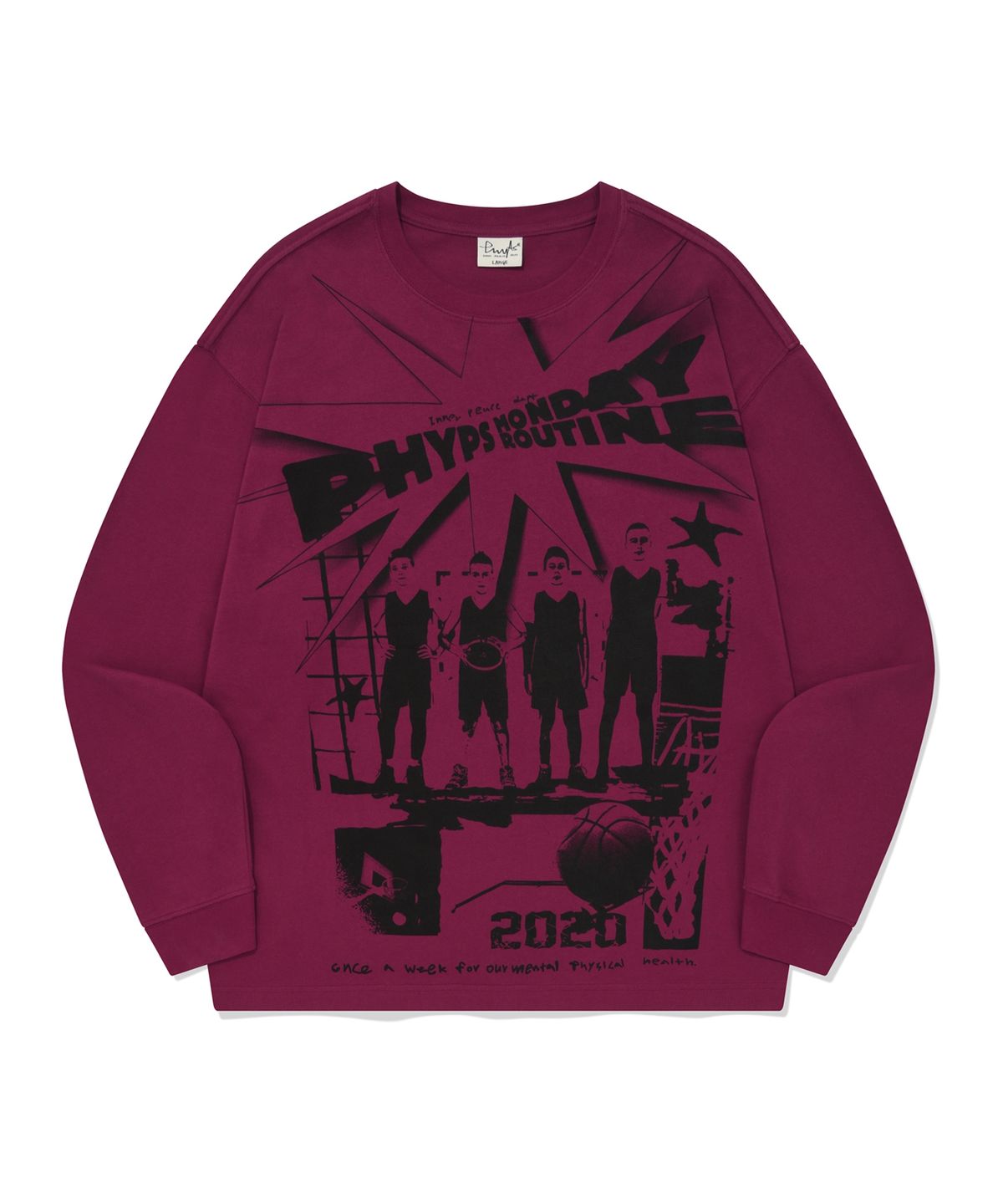 피지컬 디파트먼트(PHYSICAL DEPARTMENT) CARTOON BASKETBALL LS PINK RED