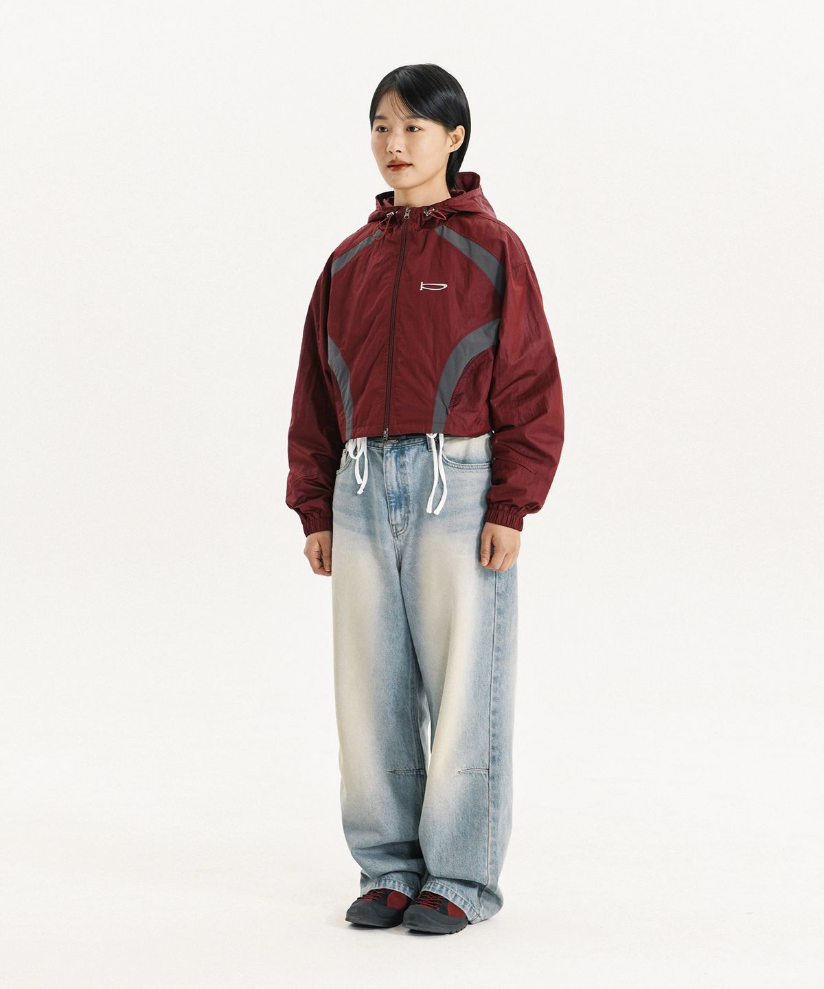 피지컬 디파트먼트(PHYSICAL DEPARTMENT) CURVE CROP WIND BREAKER BURGUNDY