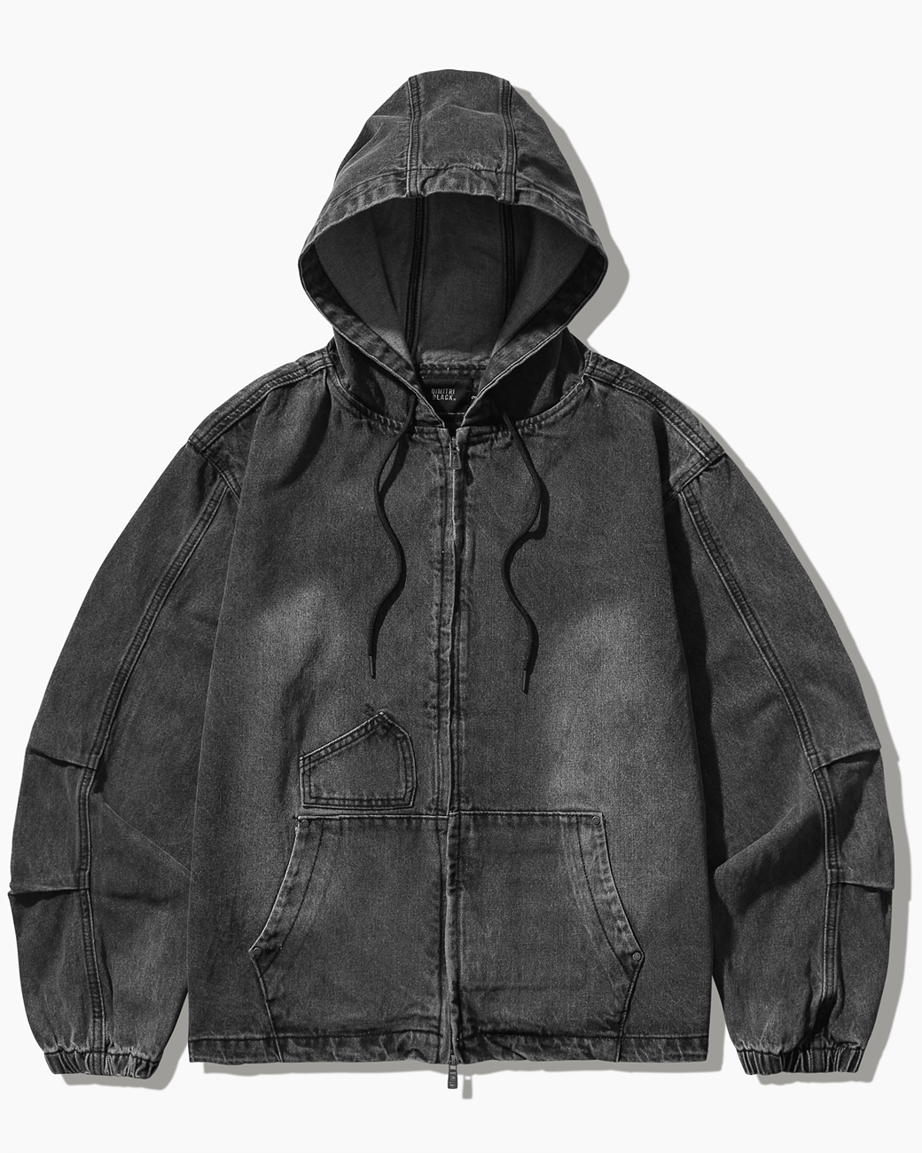 MUSINSA | DIMITRI BLACK FADEWASHING OG DENIM HOODED ZIP-UP_GRAY
