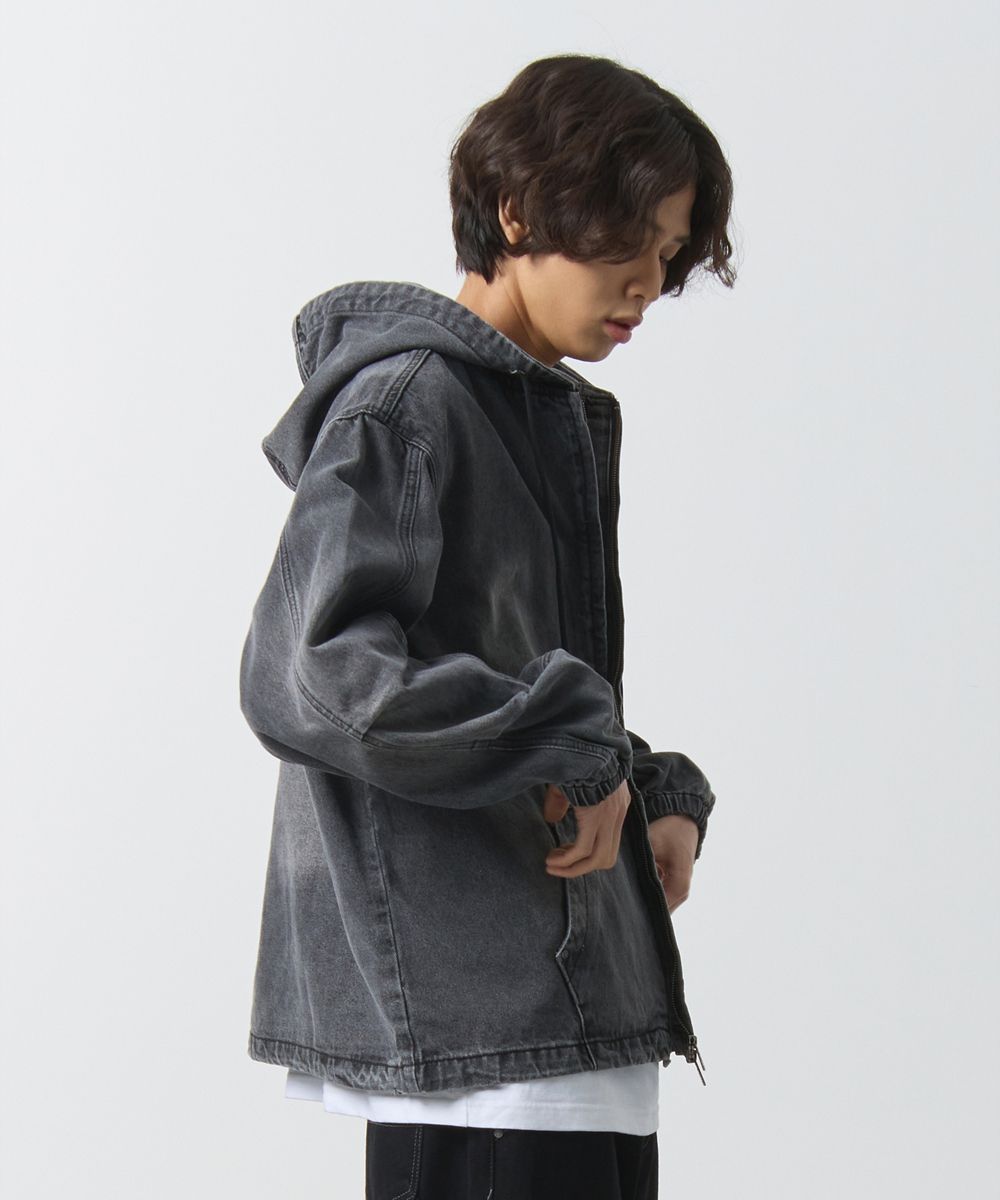 ★DIMITRI BLACK★ Overfit bio denim hood zip-up indigo MUSINSA | DIMITRI BLACK FADEWASHING OG DENIM HOODED ZIP-UP_GRAY