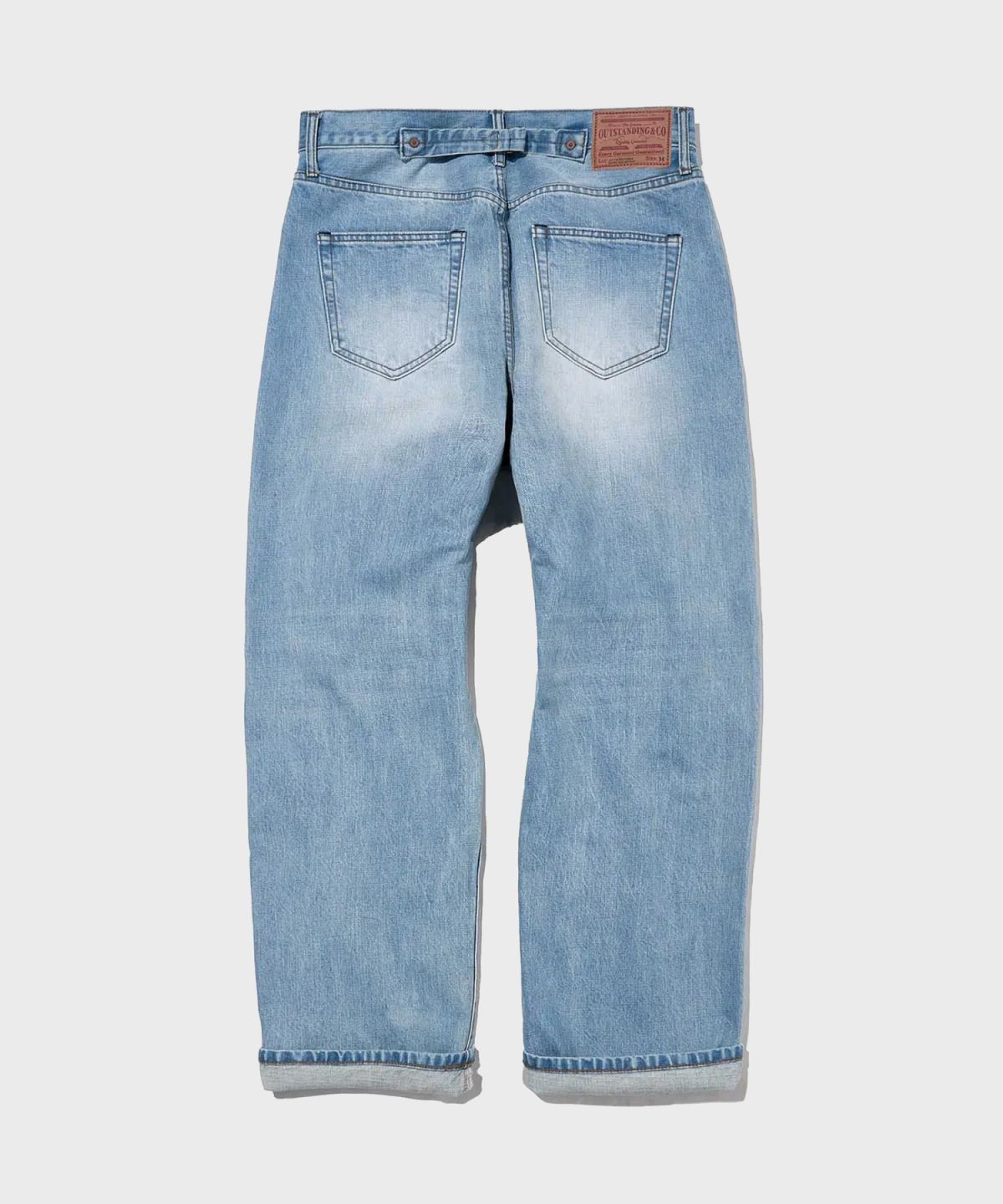 아웃스탠딩(OUTSTANDING) 30’s CINCH BACK SELVEDGE WIDE PANTS_SKY BLUE