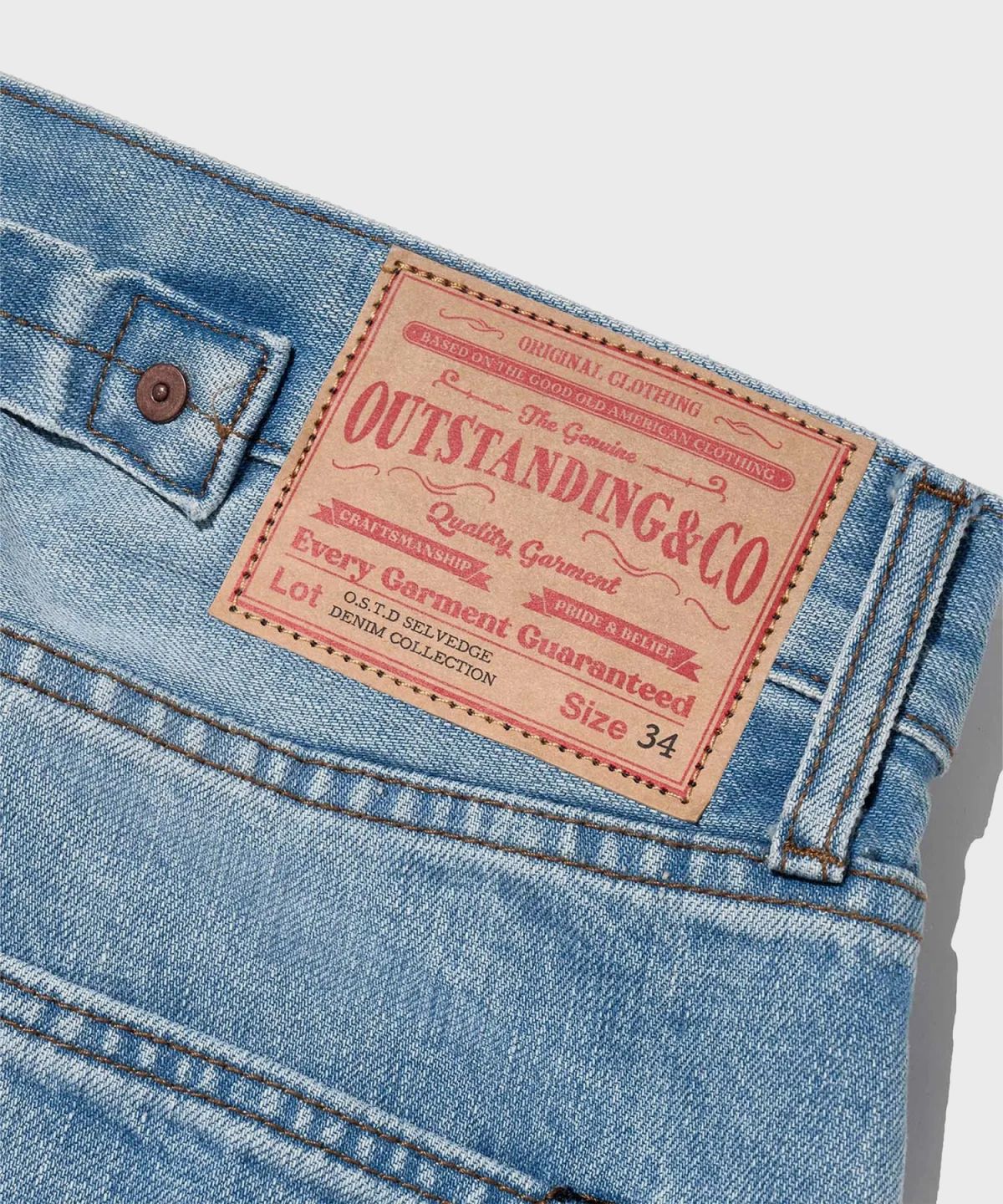 아웃스탠딩(OUTSTANDING) 30’s CINCH BACK SELVEDGE WIDE PANTS_SKY BLUE