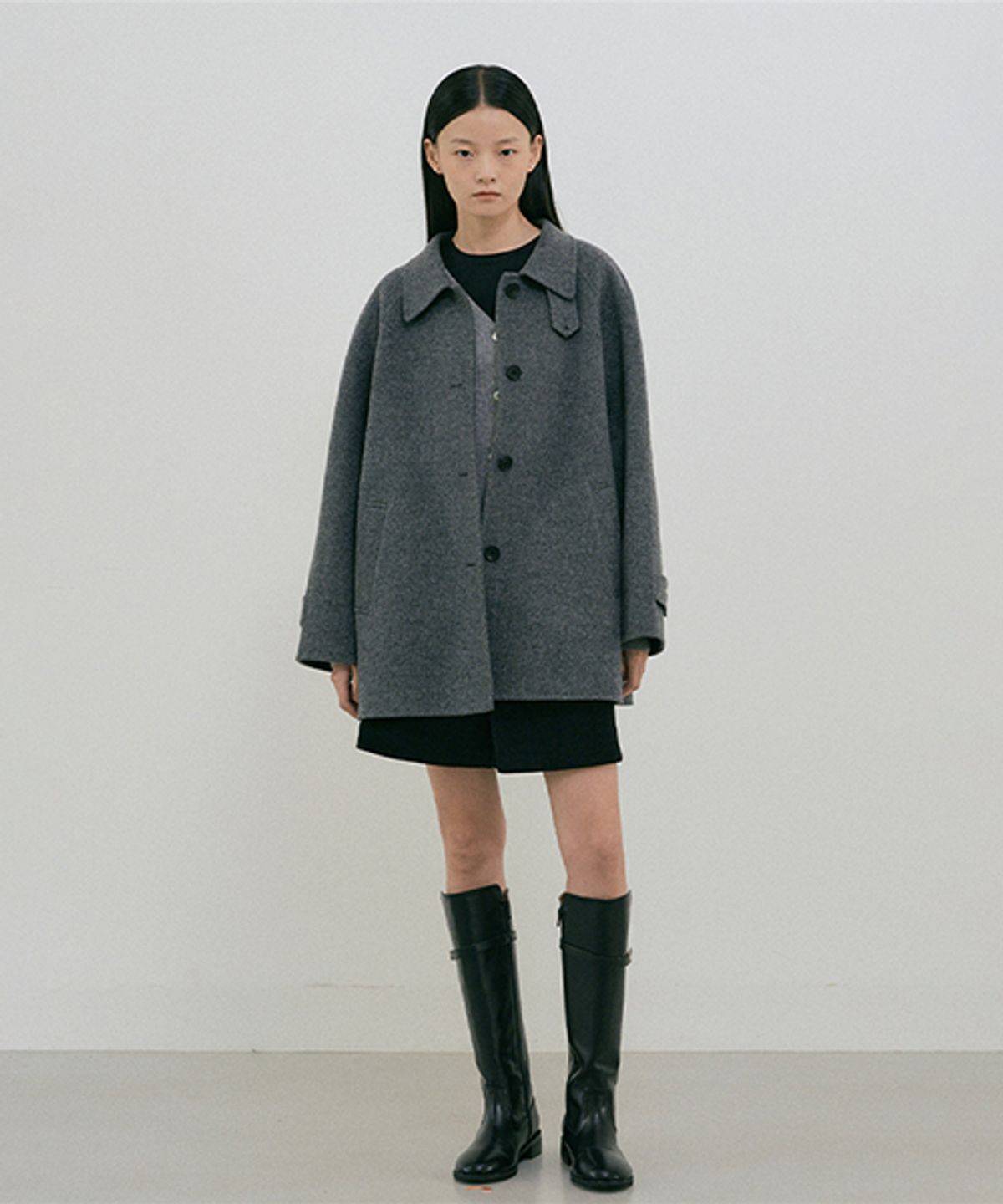 링서울(LINGSEOUL) handmade wool half coat-charcoal