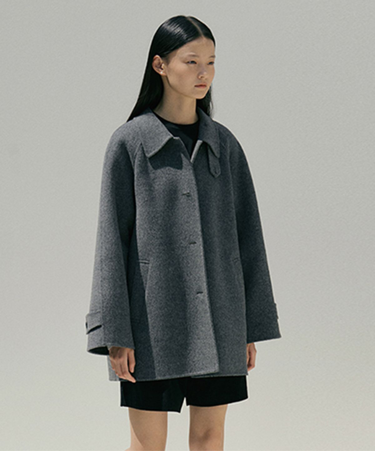 링서울(LINGSEOUL) handmade wool half coat-charcoal
