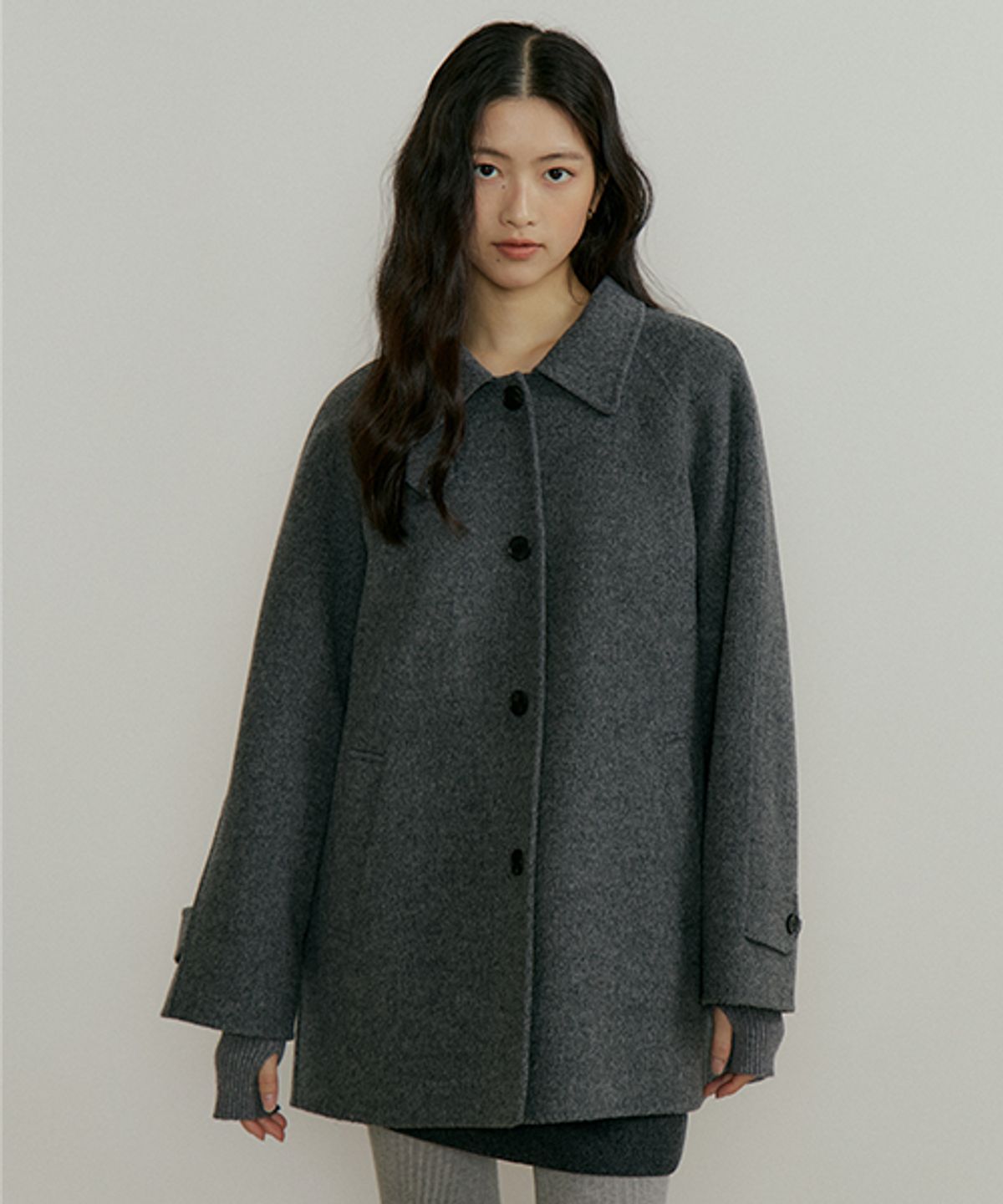 링서울(LINGSEOUL) handmade wool half coat-charcoal