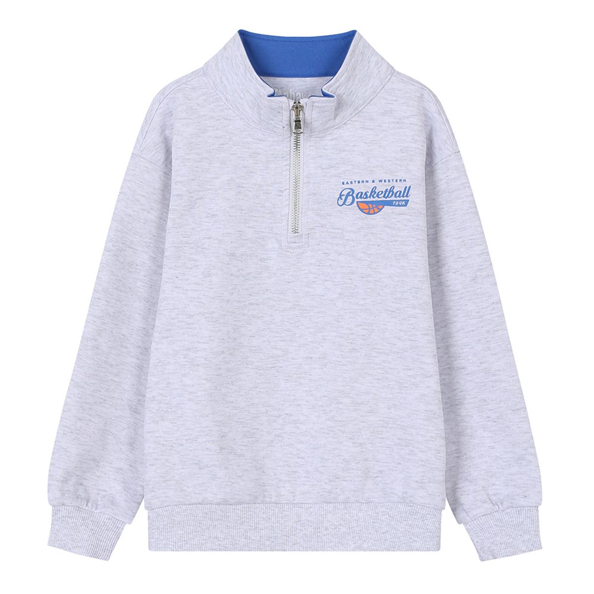 엔비에이 키즈(NBA KIDS) 클래식 반집업 맨투맨(K241TS070P) 멜란지 그레이