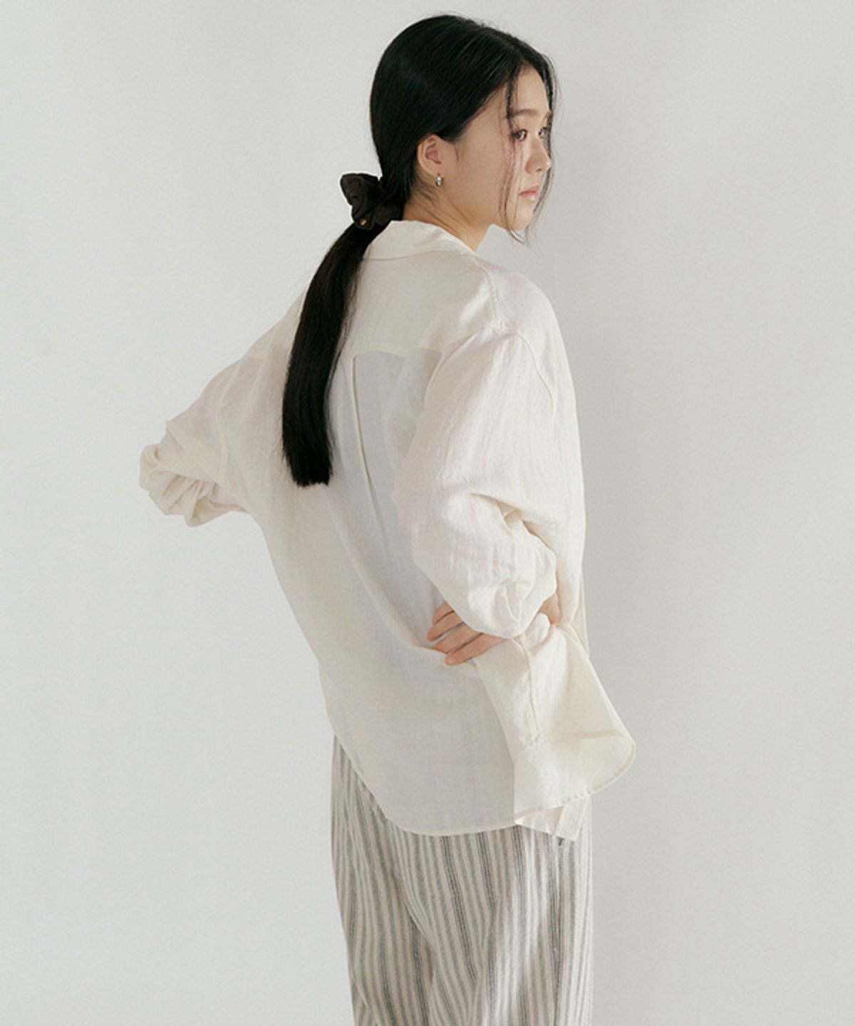 링서울(LINGSEOUL) linen bamboo blended wrap shirt-cream