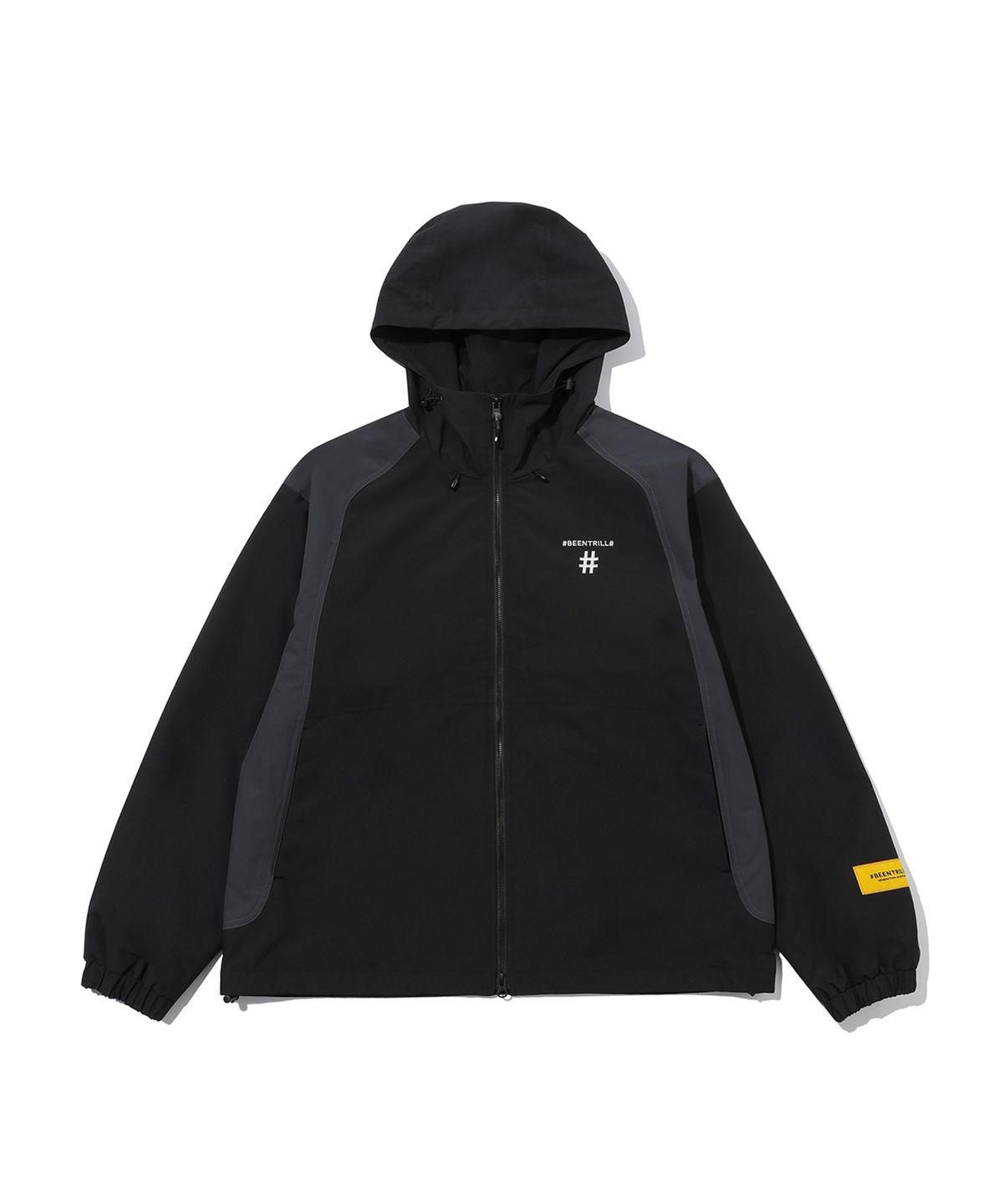 빈트릴(BEENTRILL) 배색 오버핏 윈드브레이커(블랙)
