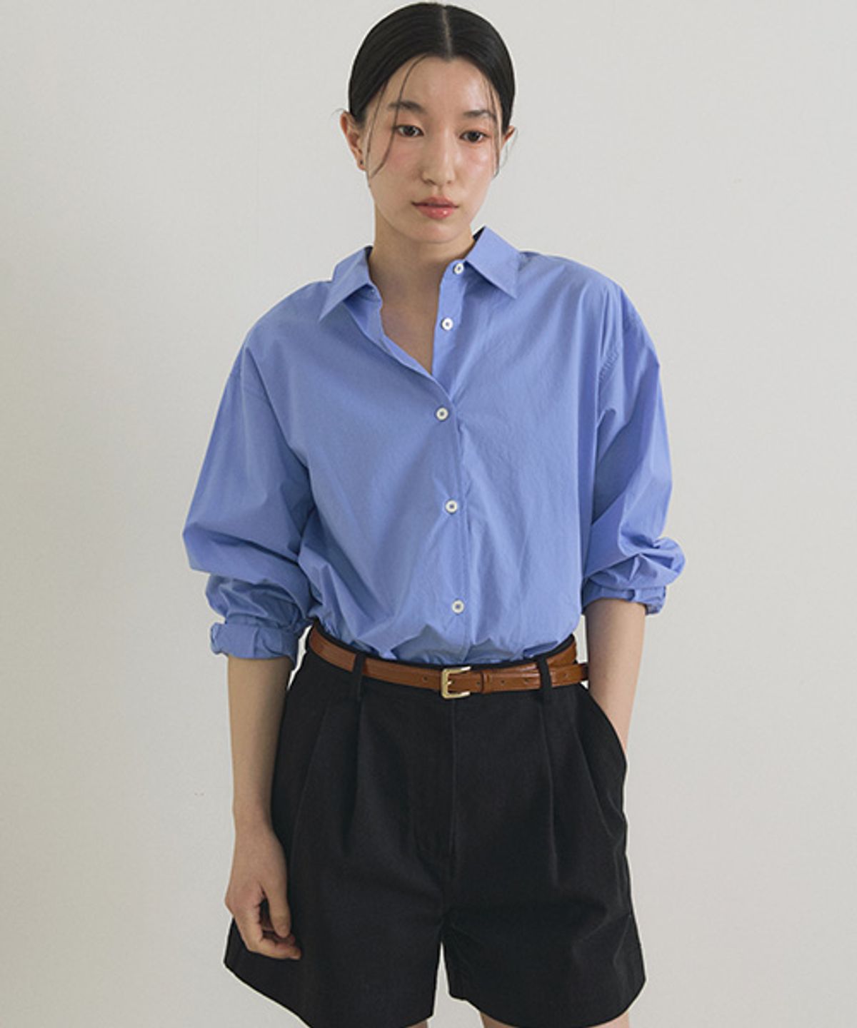 링서울(LINGSEOUL) bio poplin shirt-blue
