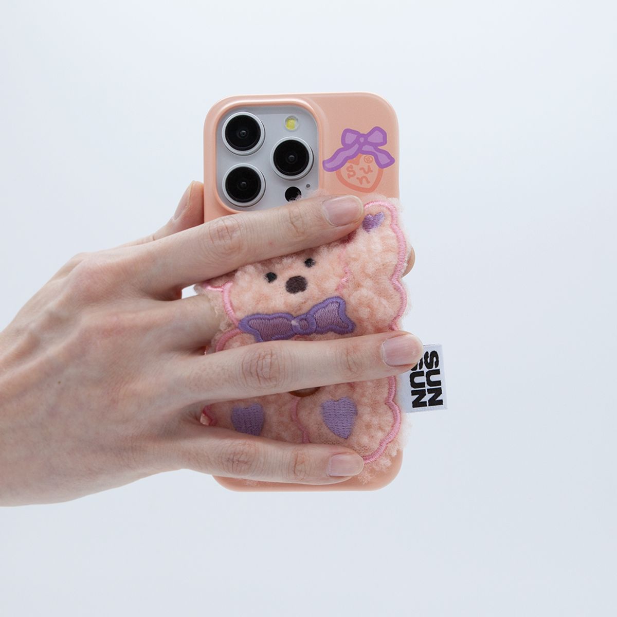 세컨드유니크네임(SECOND UNIQUE NAME) SUN CASE PATCH HI BEAR PEACH