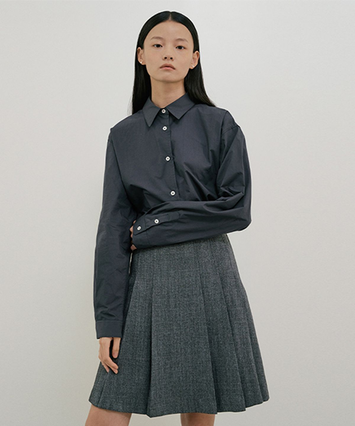 링서울(LINGSEOUL) bio poplin shirt-charcoal