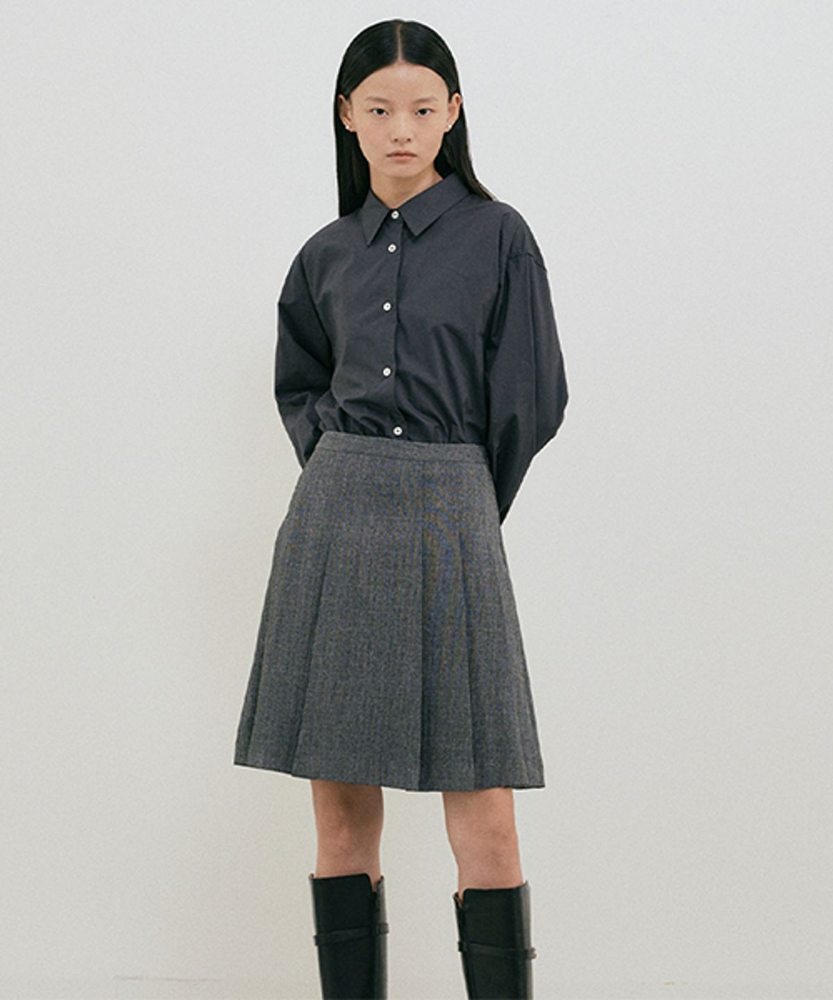 링서울(LINGSEOUL) bio poplin shirt-charcoal