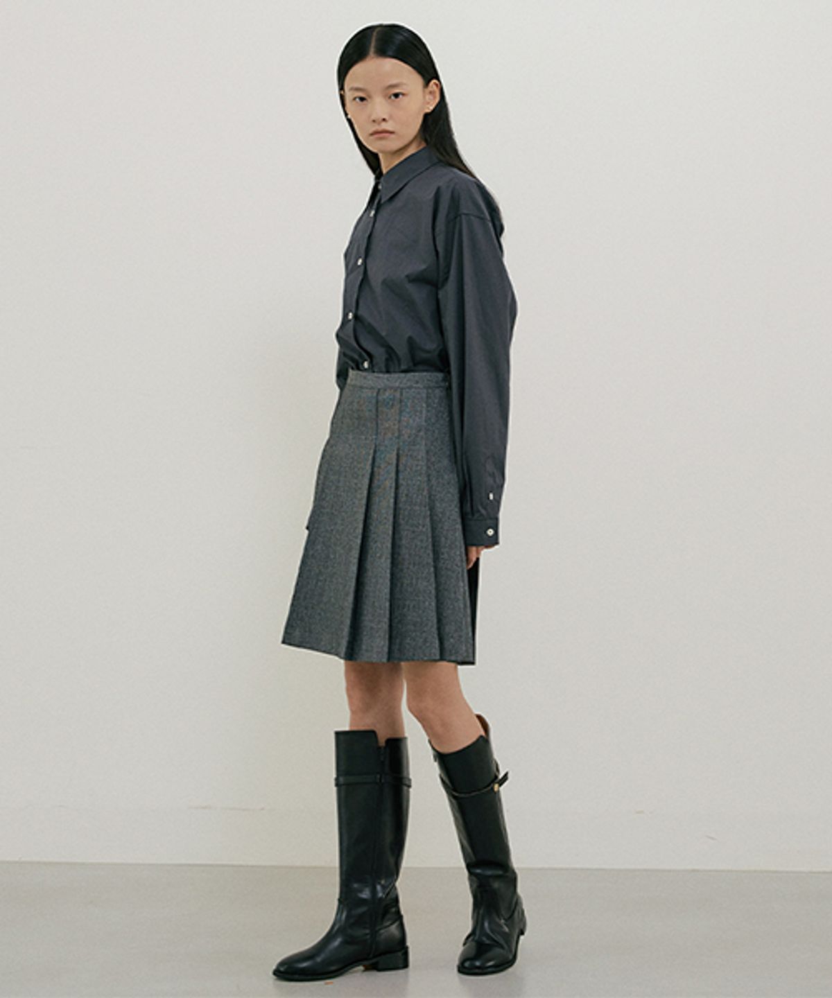 링서울(LINGSEOUL) bio poplin shirt-charcoal
