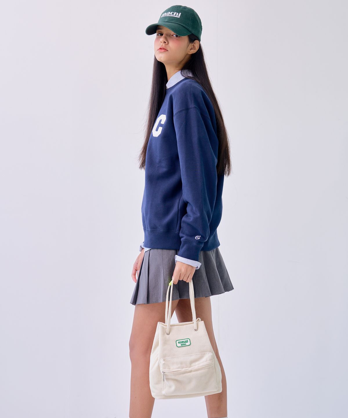 마크니(MACNI) CORDUROY STRING BAG_IVORY