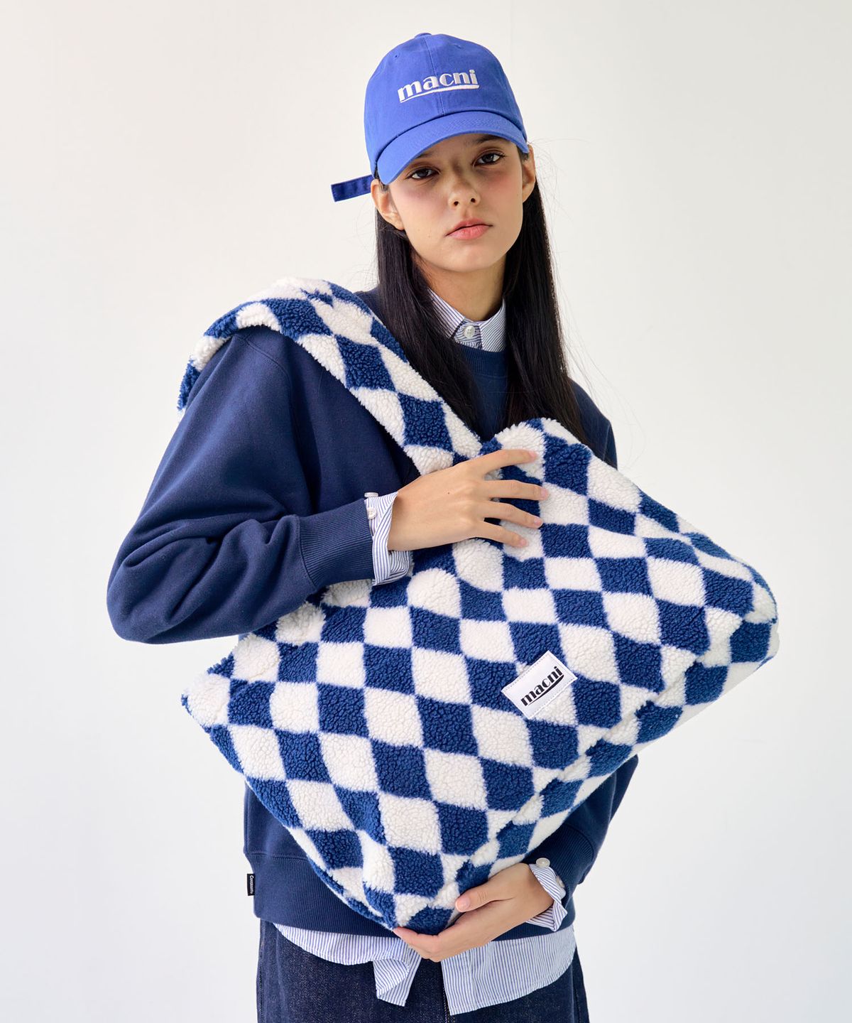마크니(MACNI) HARLEY QUINN CHECKER SHOULDER BAG_NAVY