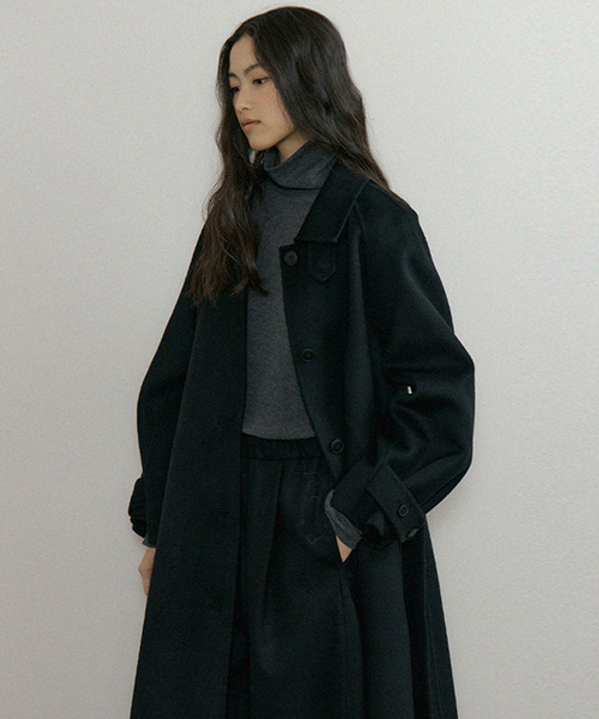 링서울(LINGSEOUL) handmade wool trench coat-black