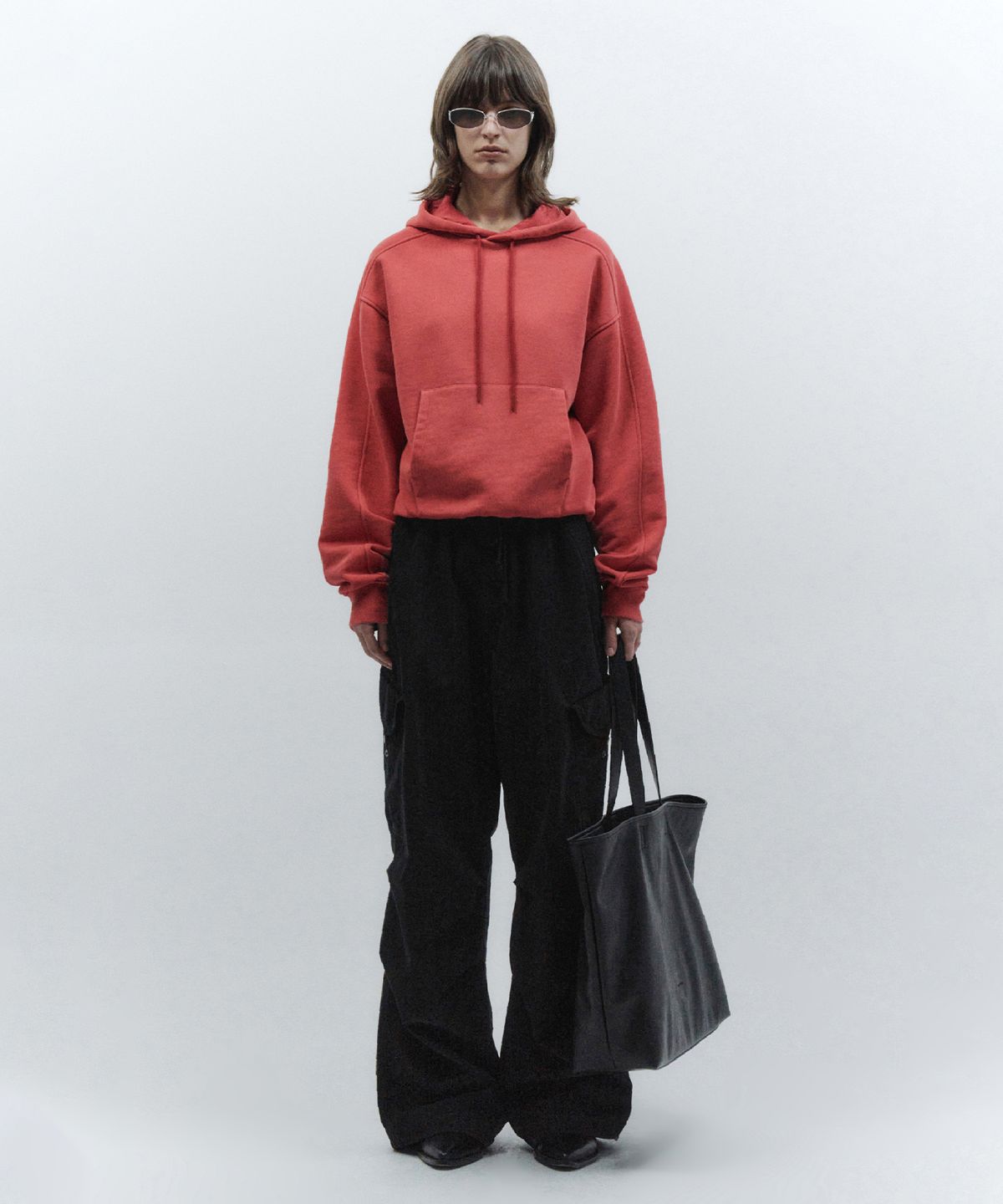 인사일런스 우먼(INSILENCE WOMEN) 스노우 워시드 크롭 후디 WASHED RED