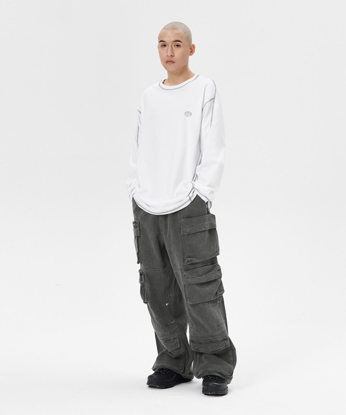 마하그리드(MAHAGRID) CURVED STITCH LS TEE WHITE(MG2ESMT565A)