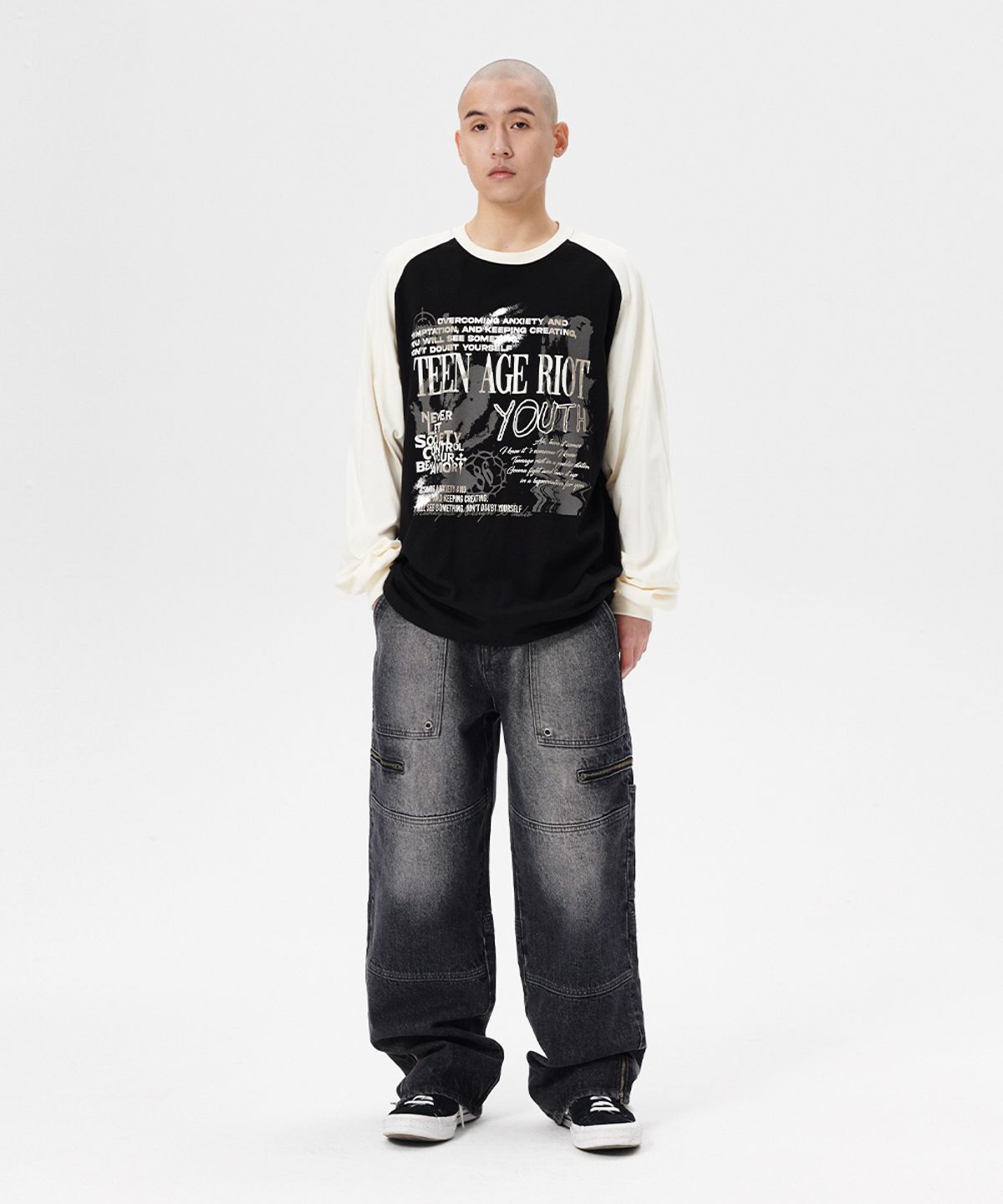 마하그리드(MAHAGRID) YOUTH RAGLAN LS TEE BLACK(MG2ESMT566A)
