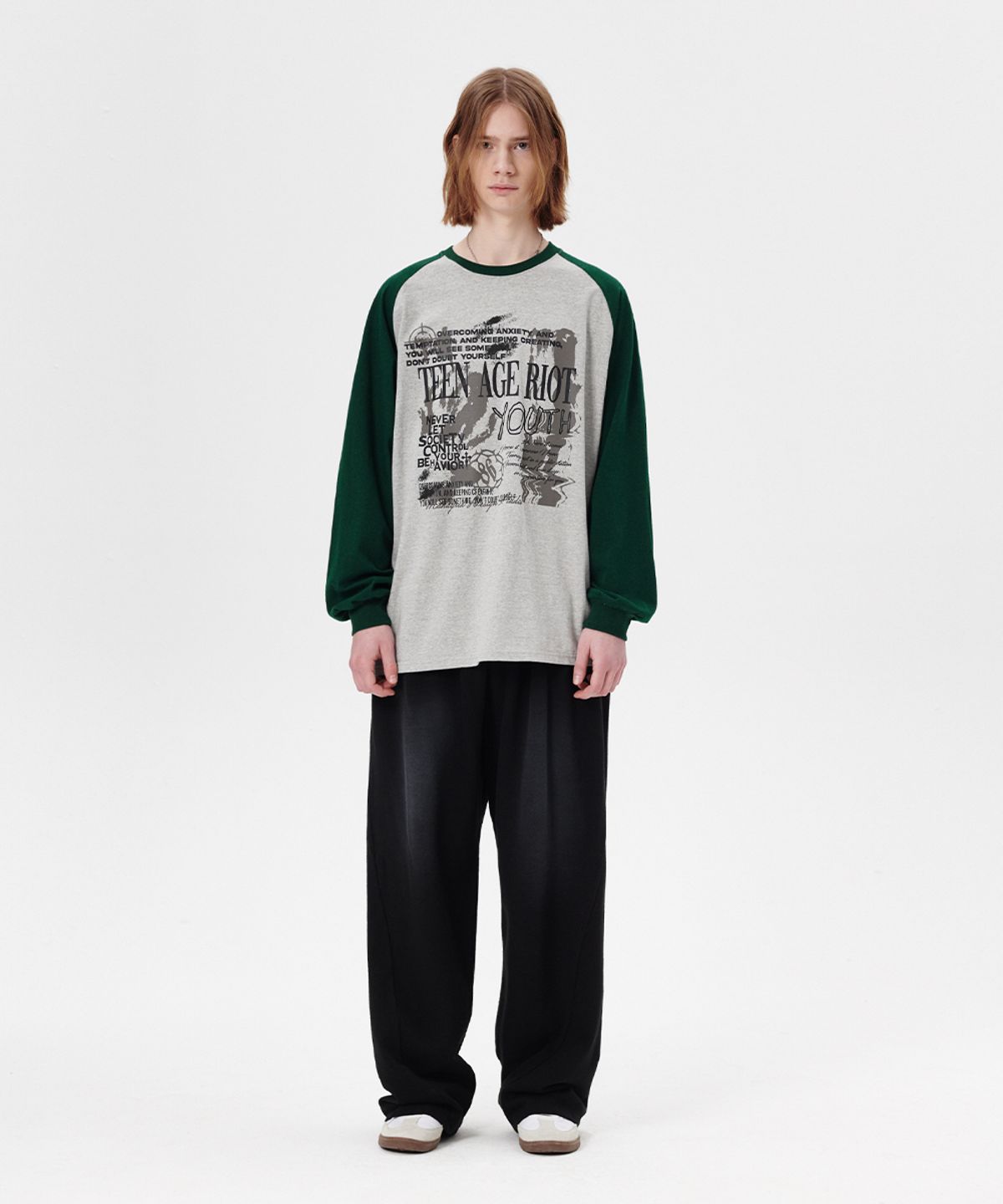 마하그리드(MAHAGRID) YOUTH RAGLAN LS TEE GREY(MG2ESMT566A)