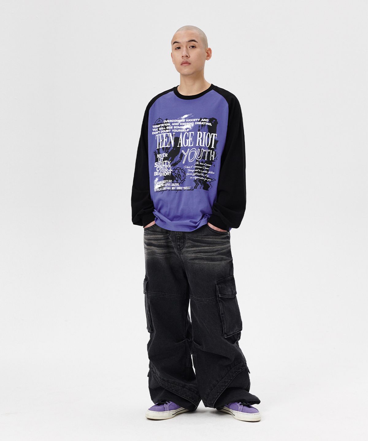 마하그리드(MAHAGRID) YOUTH RAGLAN LS TEE PURPLE(MG2ESMT566A)