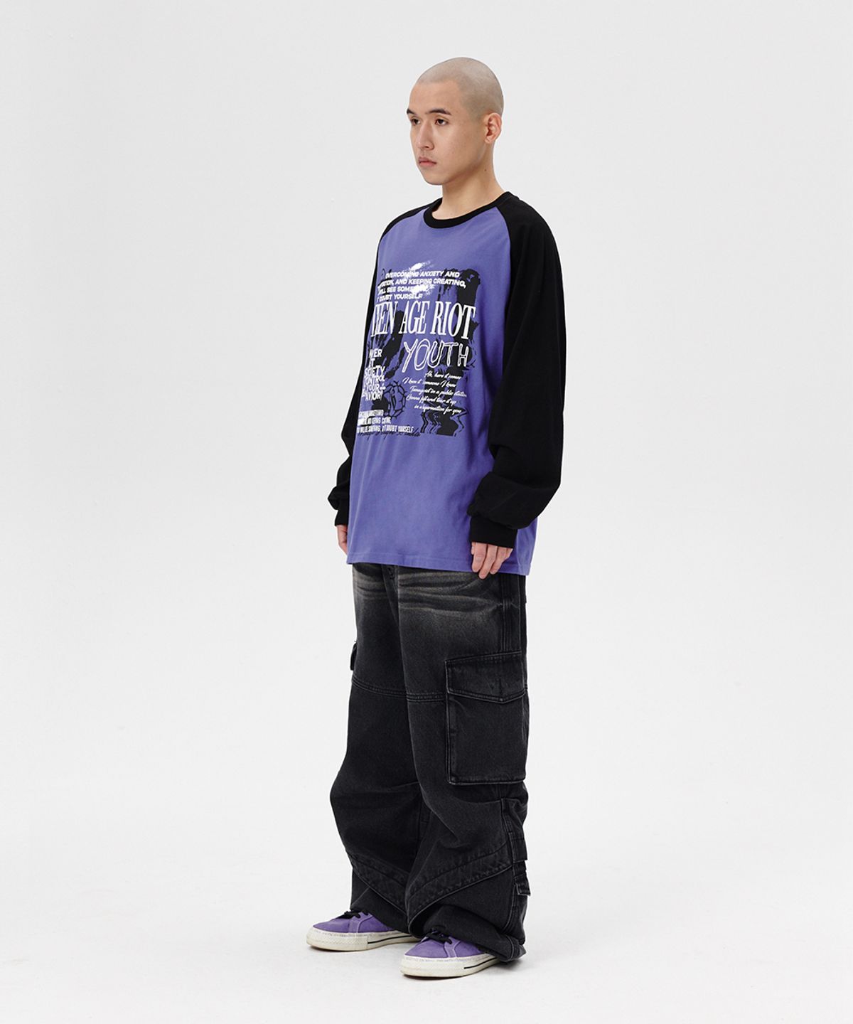 마하그리드(MAHAGRID) YOUTH RAGLAN LS TEE PURPLE(MG2ESMT566A)