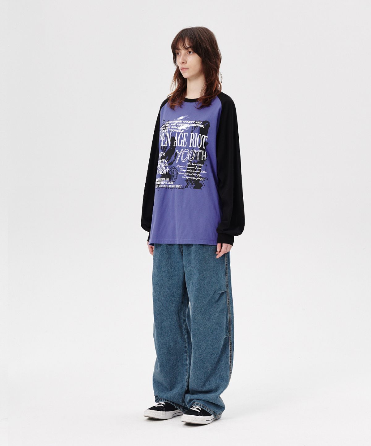 마하그리드(MAHAGRID) YOUTH RAGLAN LS TEE PURPLE(MG2ESMT566A)
