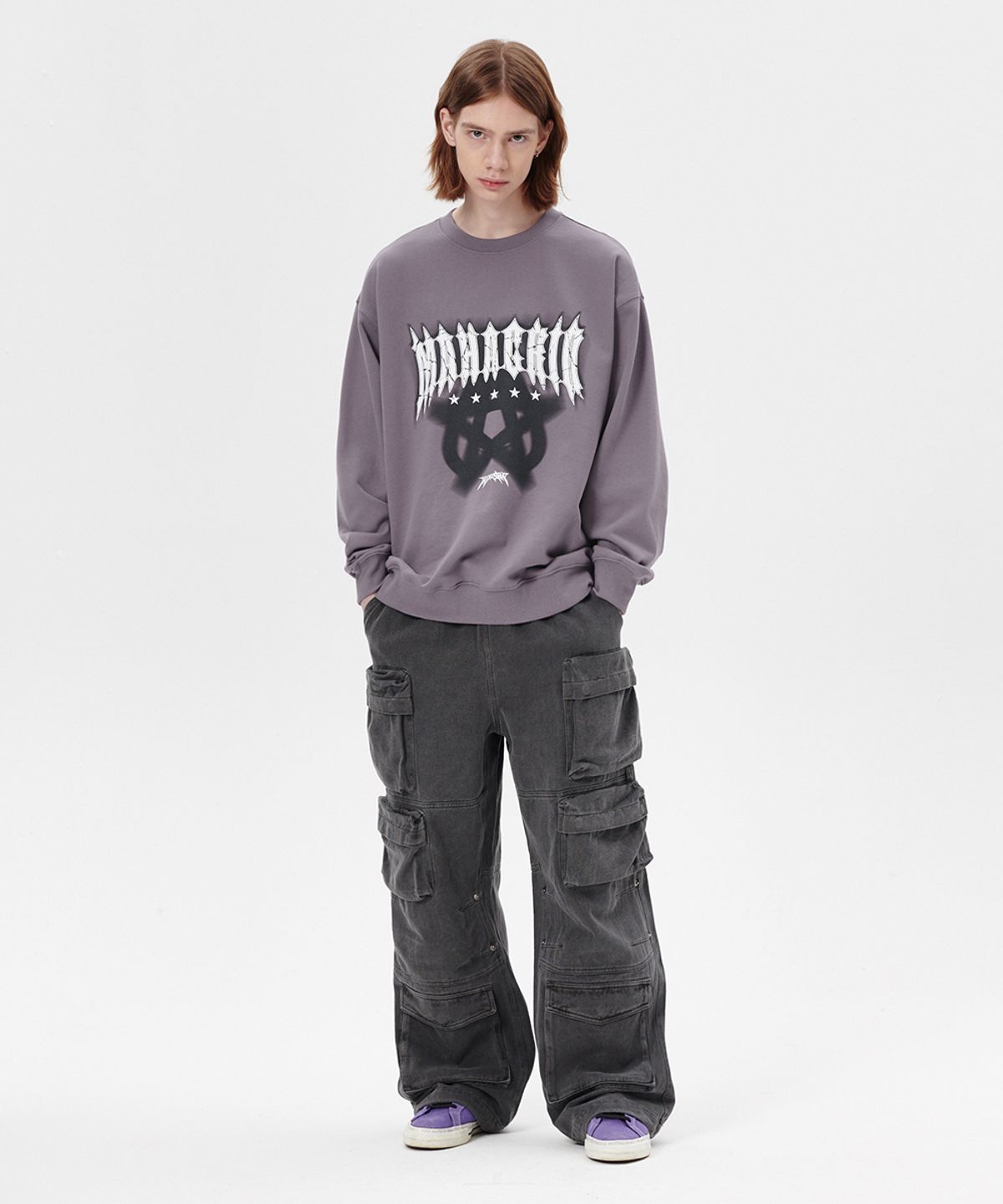 마하그리드(MAHAGRID) STAR LOGO SWEATSHIRT PURPLE(MG2ESMM454A)