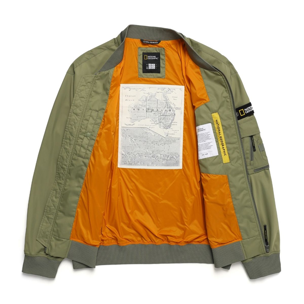 내셔널지오그래픽(NATIONALGEOGRAPHIC) N241MJP901 헬리아카 세미 오버핏 MA-1 항공점퍼 LICHEN KHAKI