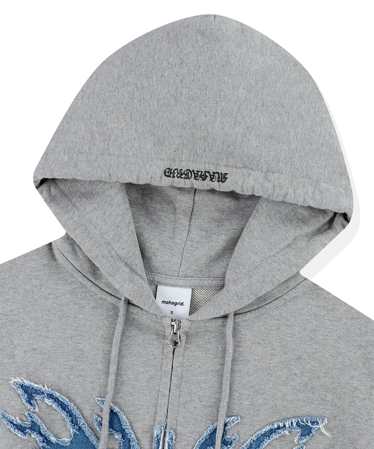 마하그리드(MAHAGRID) BUTTERFLY APPLIQUE HOOD ZIP-UP GREY(MG2ESMM413A)