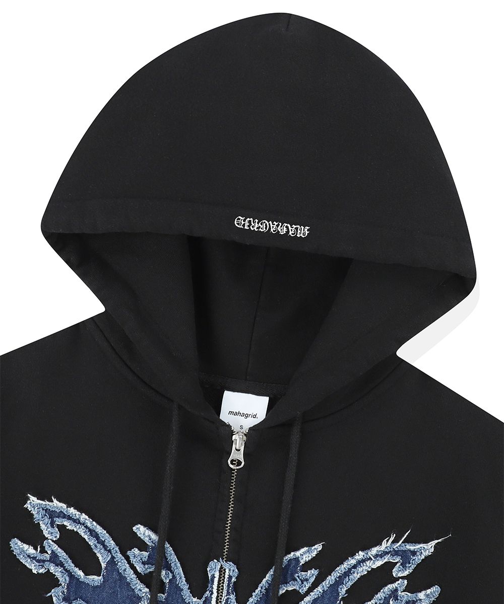 [ MAHAGRID]★APPLIQUE ZIP UP HOODIE APPLIQUE ZIP UP HOODIE[BLACK] - MAHAGRID
